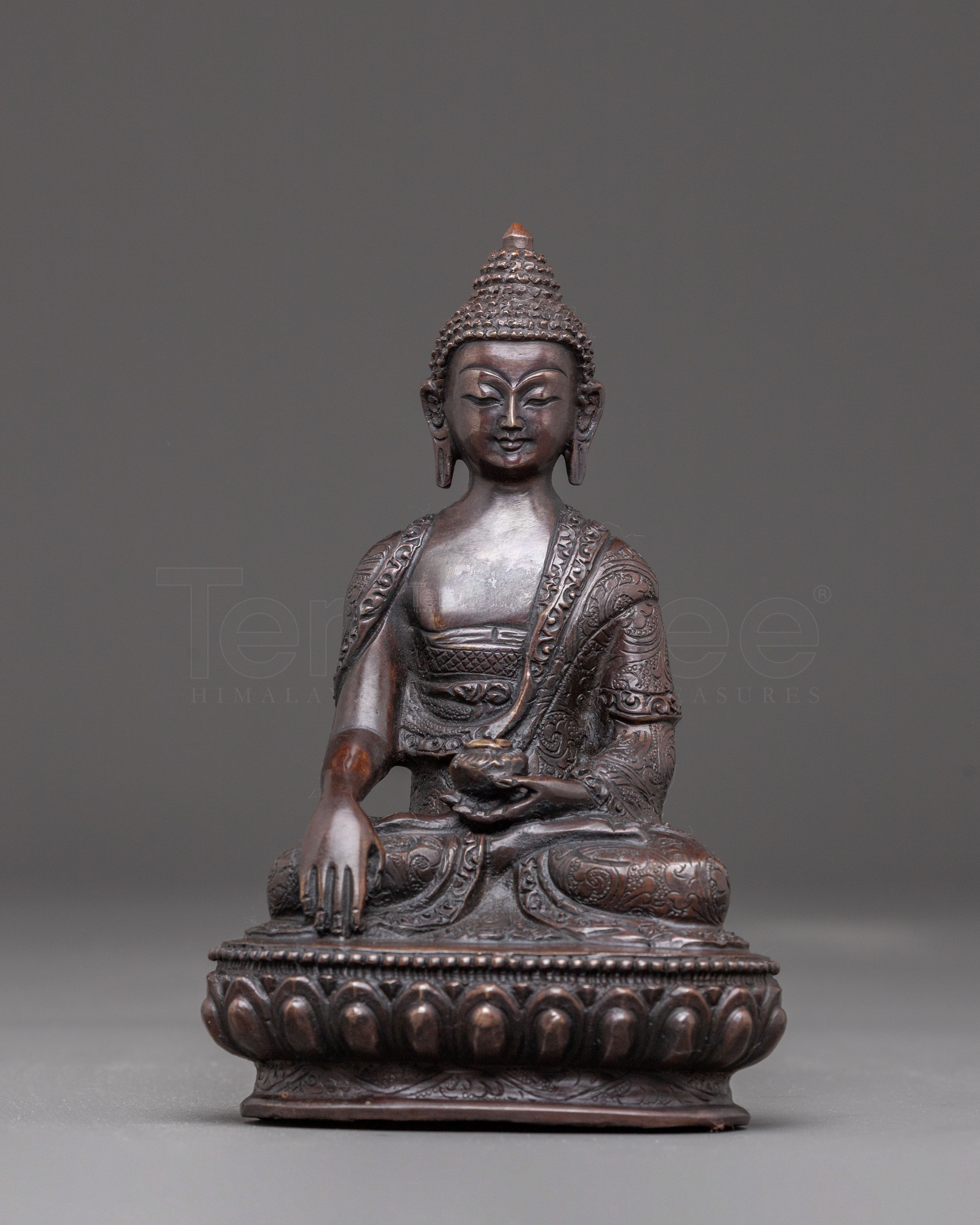 Handmade Shakyamuni Buddha Oxidized Copper Statue 