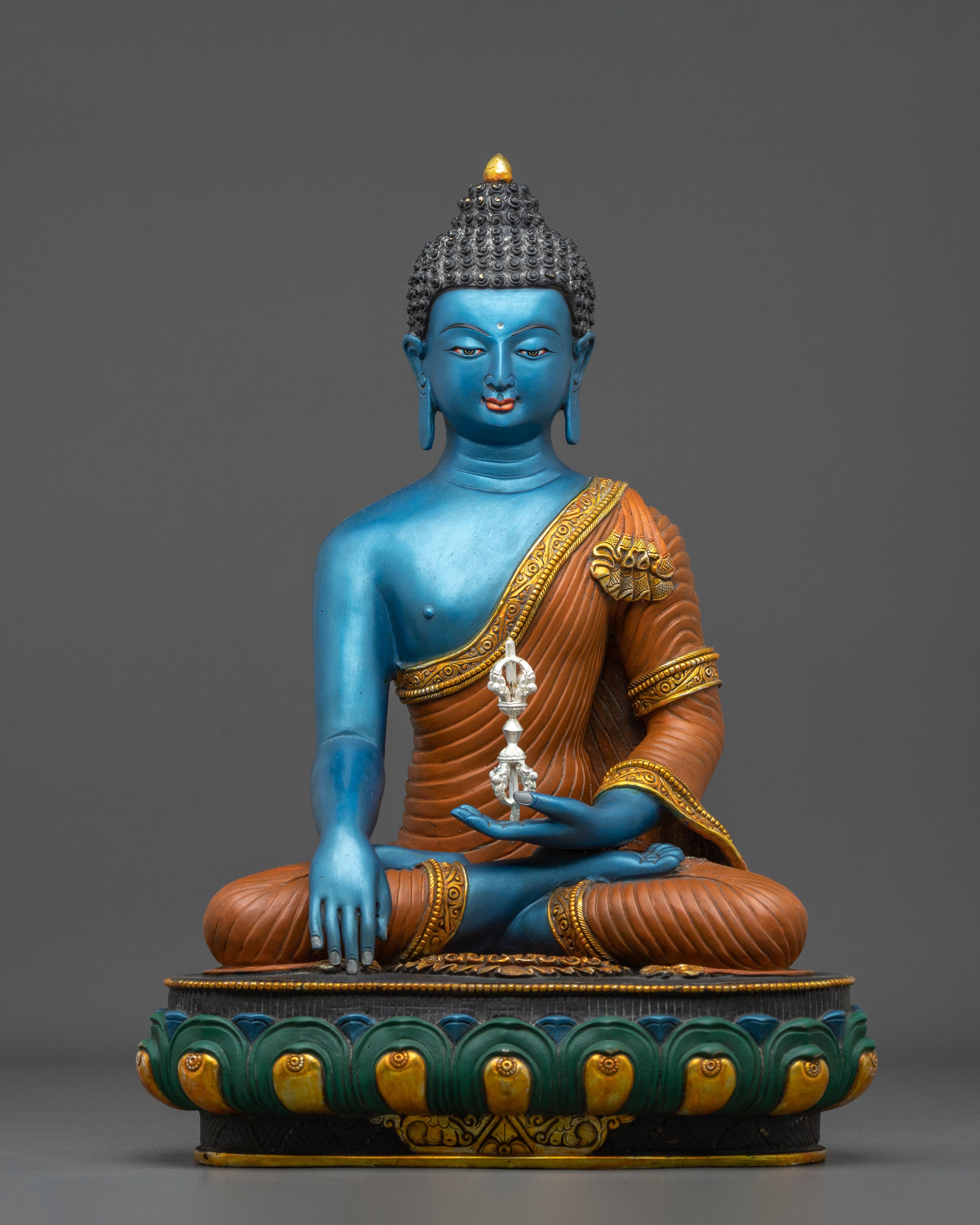 Tibetan Buddhist Mitrugpa Sculpture | Gold Painted Copper Statue