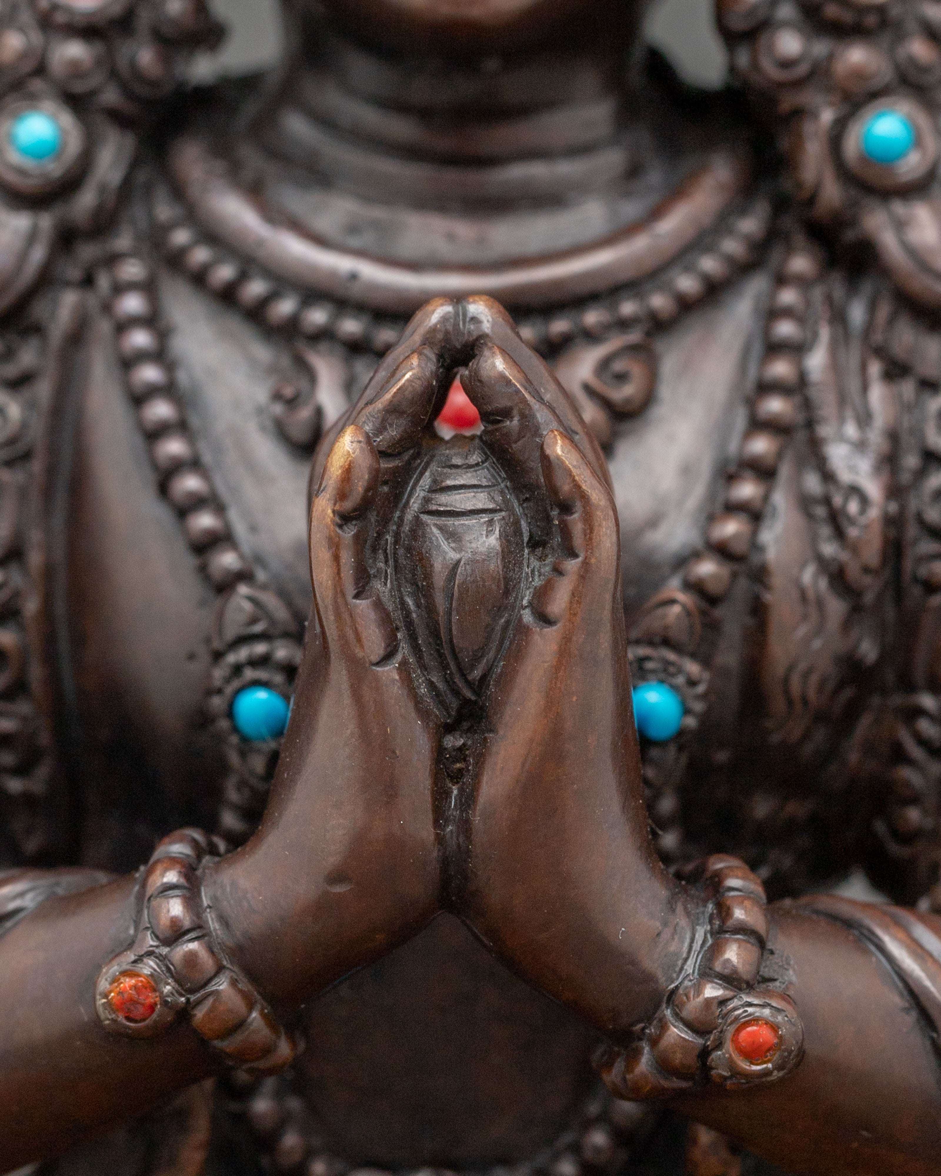Four-Armed Chenrezig Oxidized Statue | Compassionate Figurine