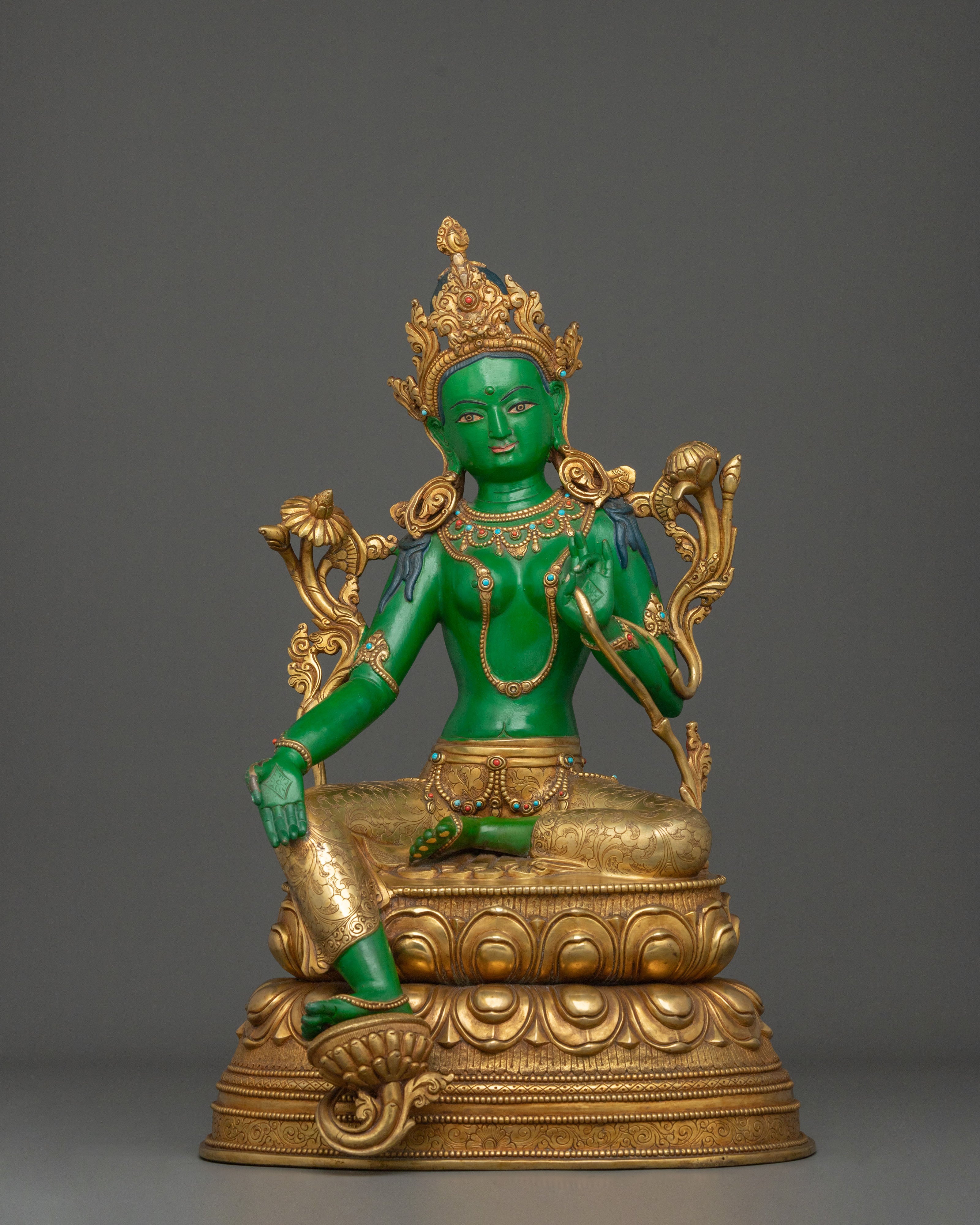 Tibetan Guardian Green Tara Statue | Buddhist Protector