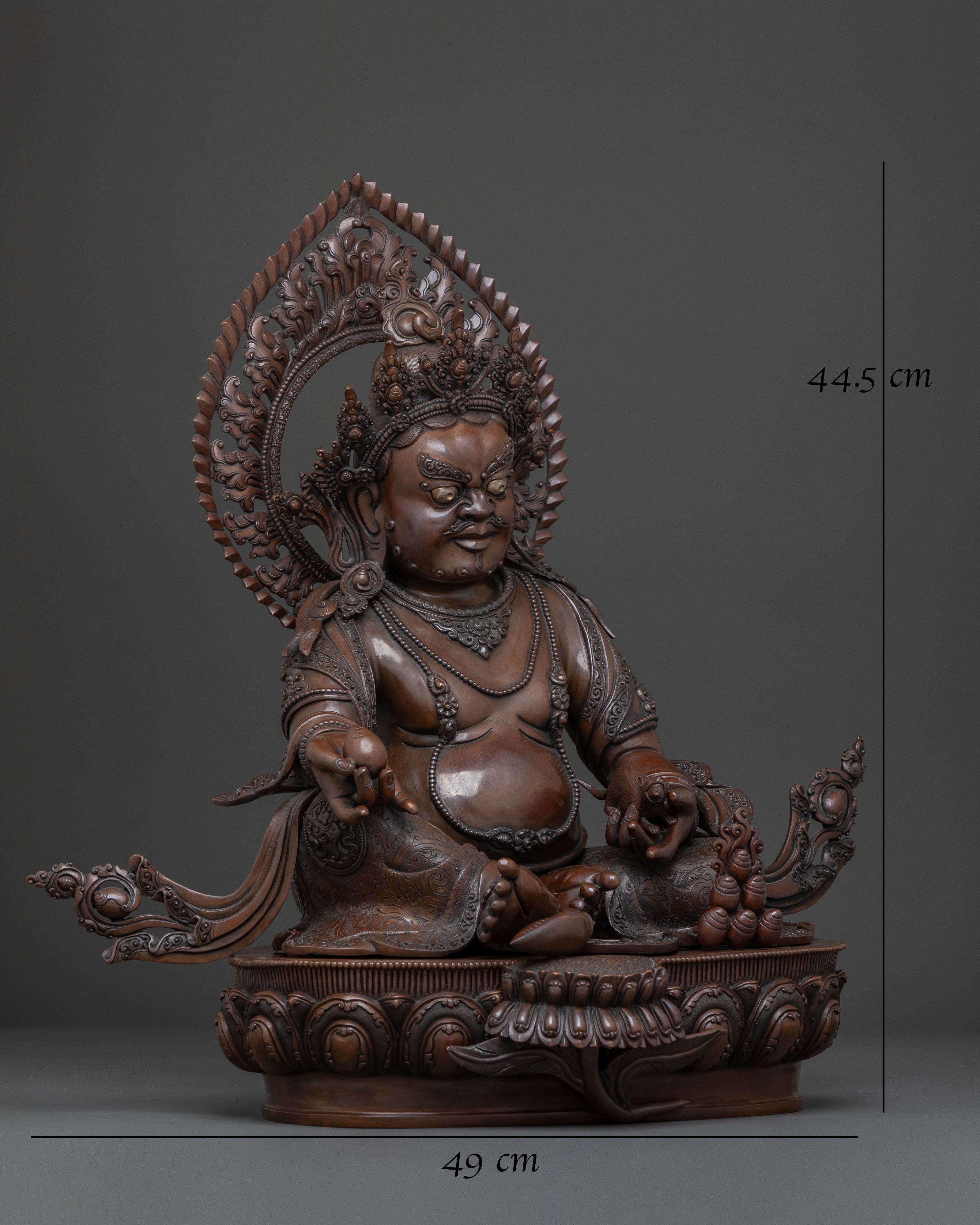 Deity of Wealth: Dzambhala Oxidized Copper Statue