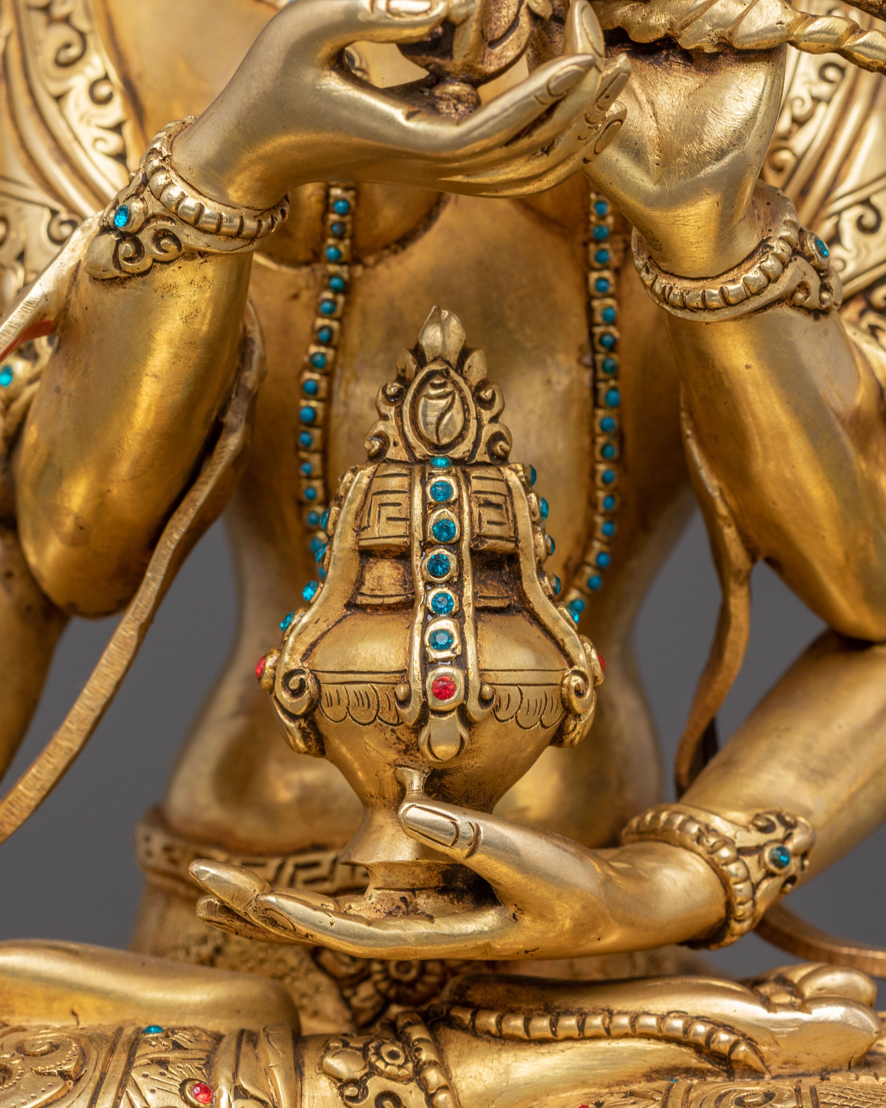 Tibetan Buddhism Deity Namgyalma Statue: Hand-Gilded Copper Masterpiece
