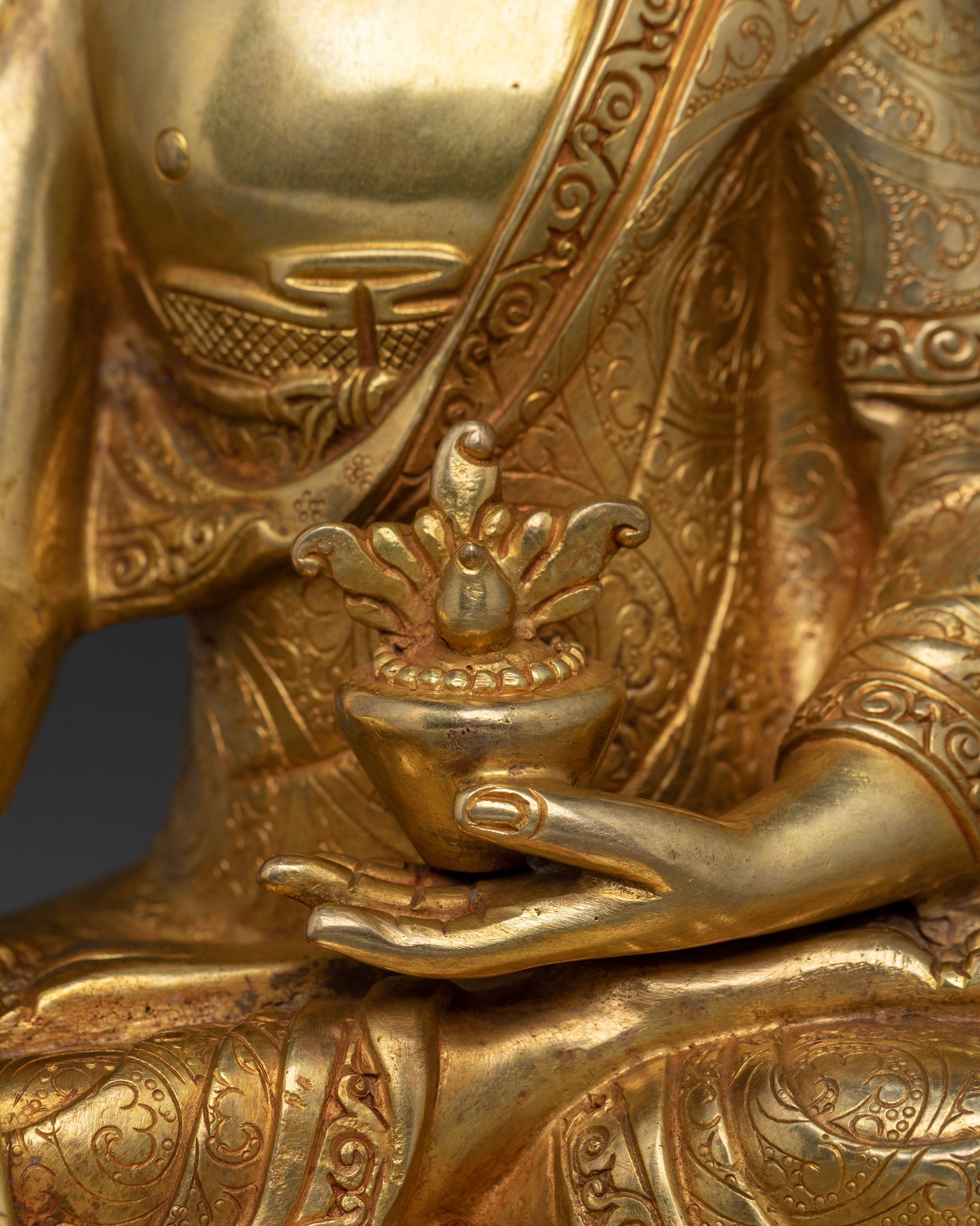 Medicine Buddha Peaceful Healing Figurine | 24K Gold Gilded Buddhist Sculpture