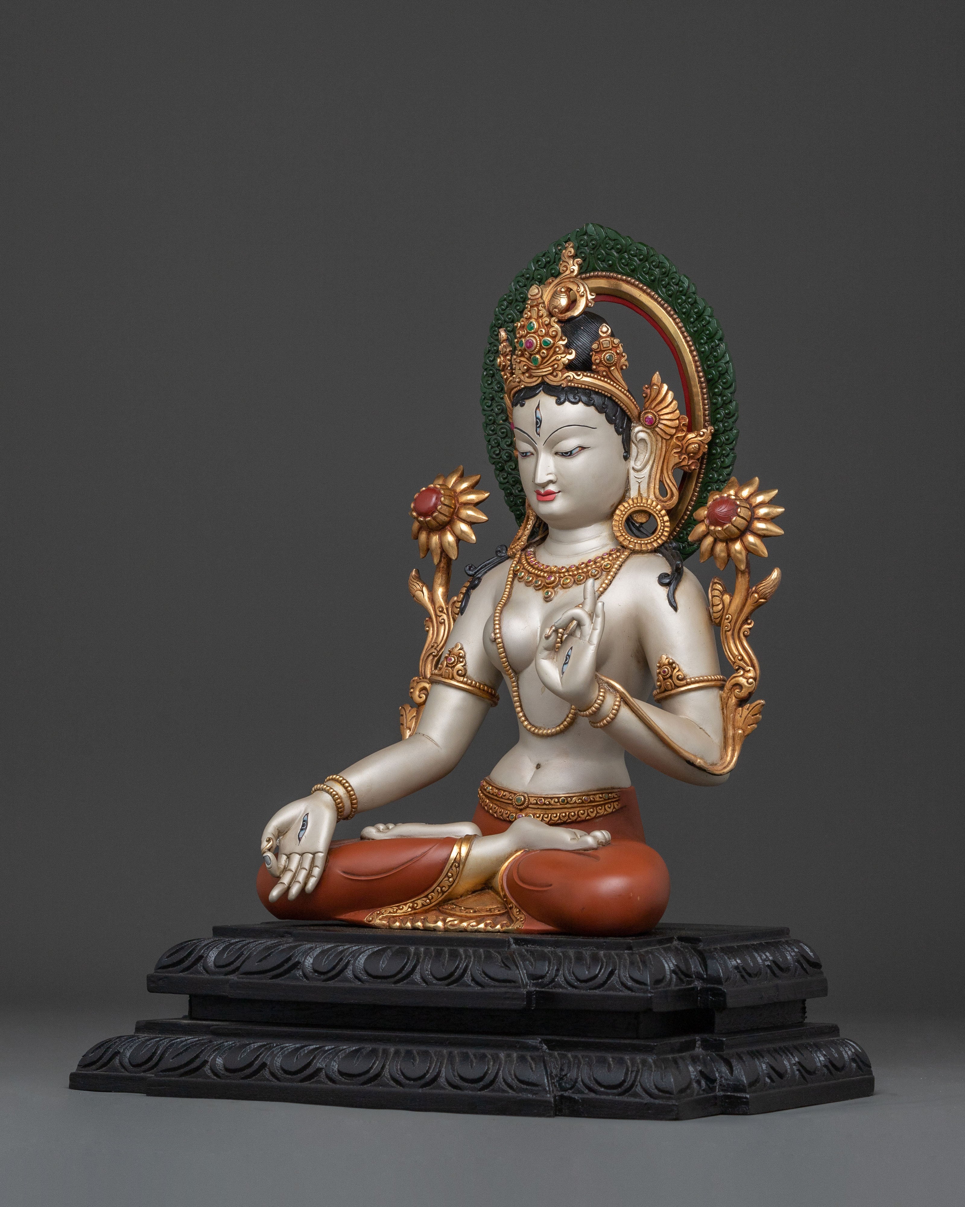 White Tara: Radiant 24K Gold Gilded Sculpture