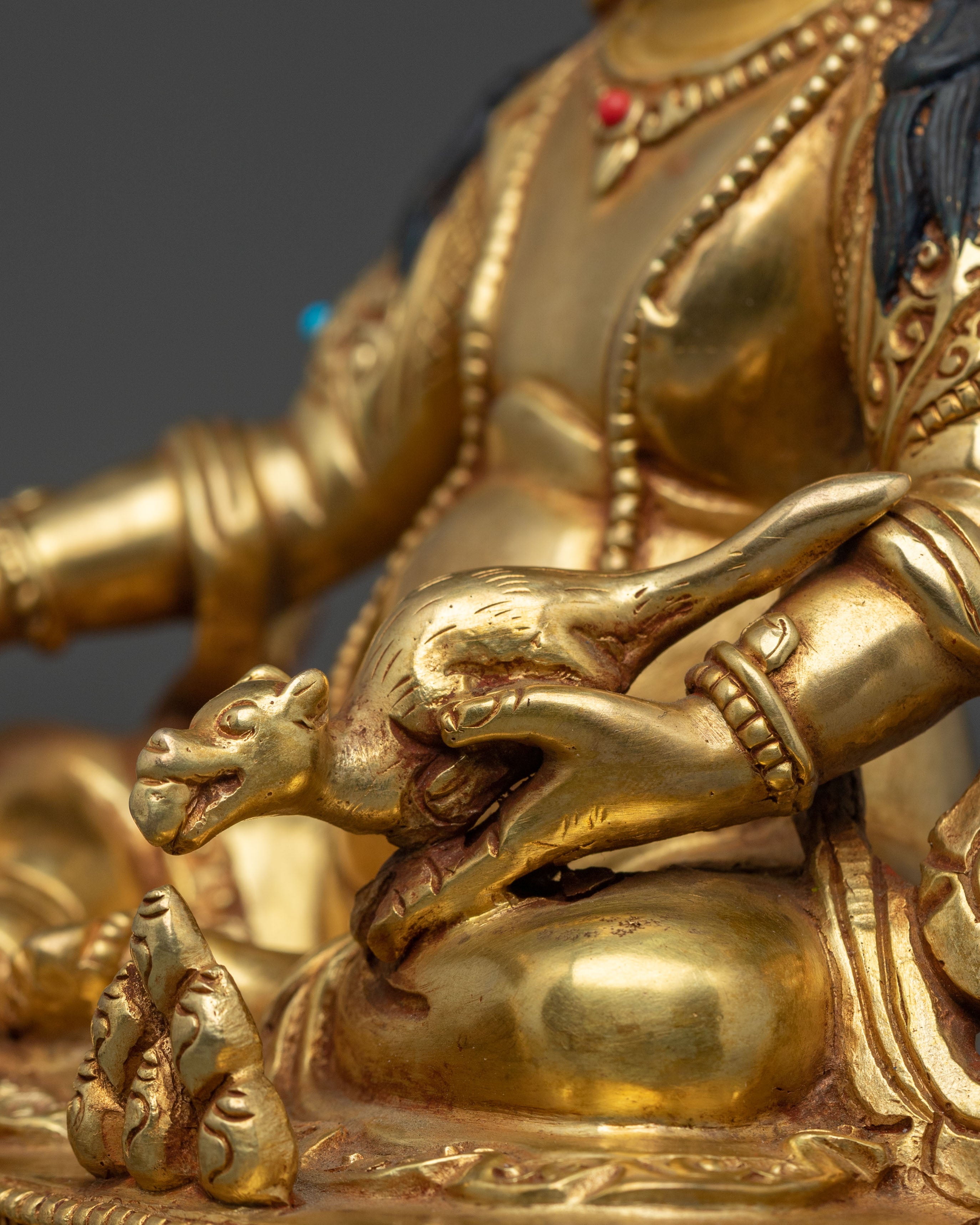 Dzambhala Fire Gold Gilded Statue | Wealth God