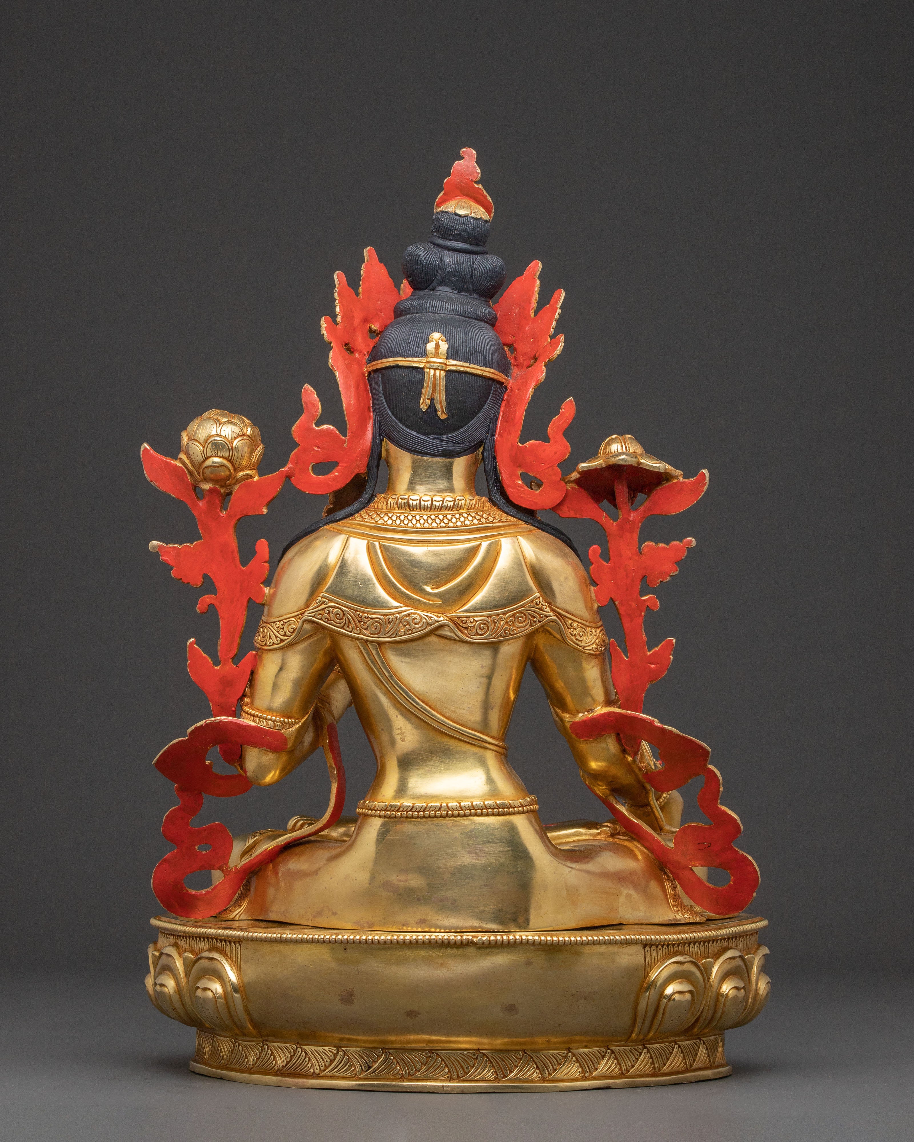 Nepalese White Tara Copper Statue | 24k Gold-Gilded Serenity