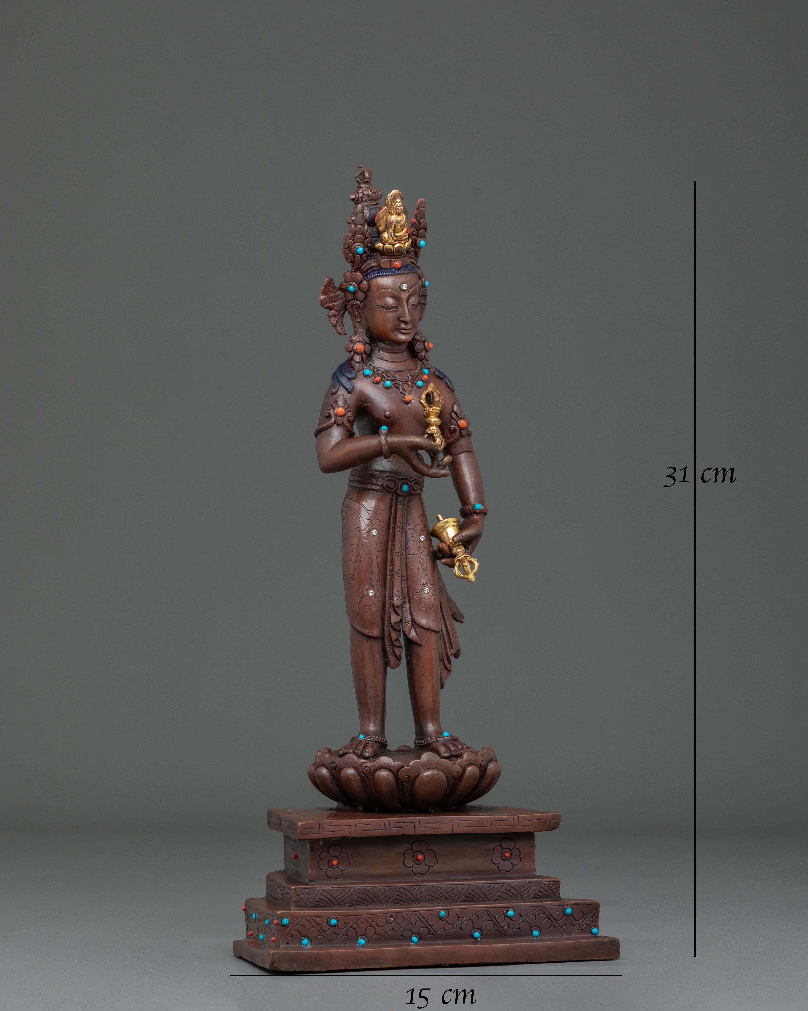 Peaceful Vajrapani Oxidized Statue | Tibetan Buddhist Guardian