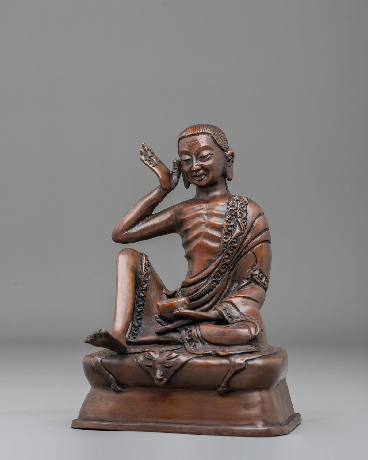 Milarepa Meditation Statue | Oxidized Copper Sculpture