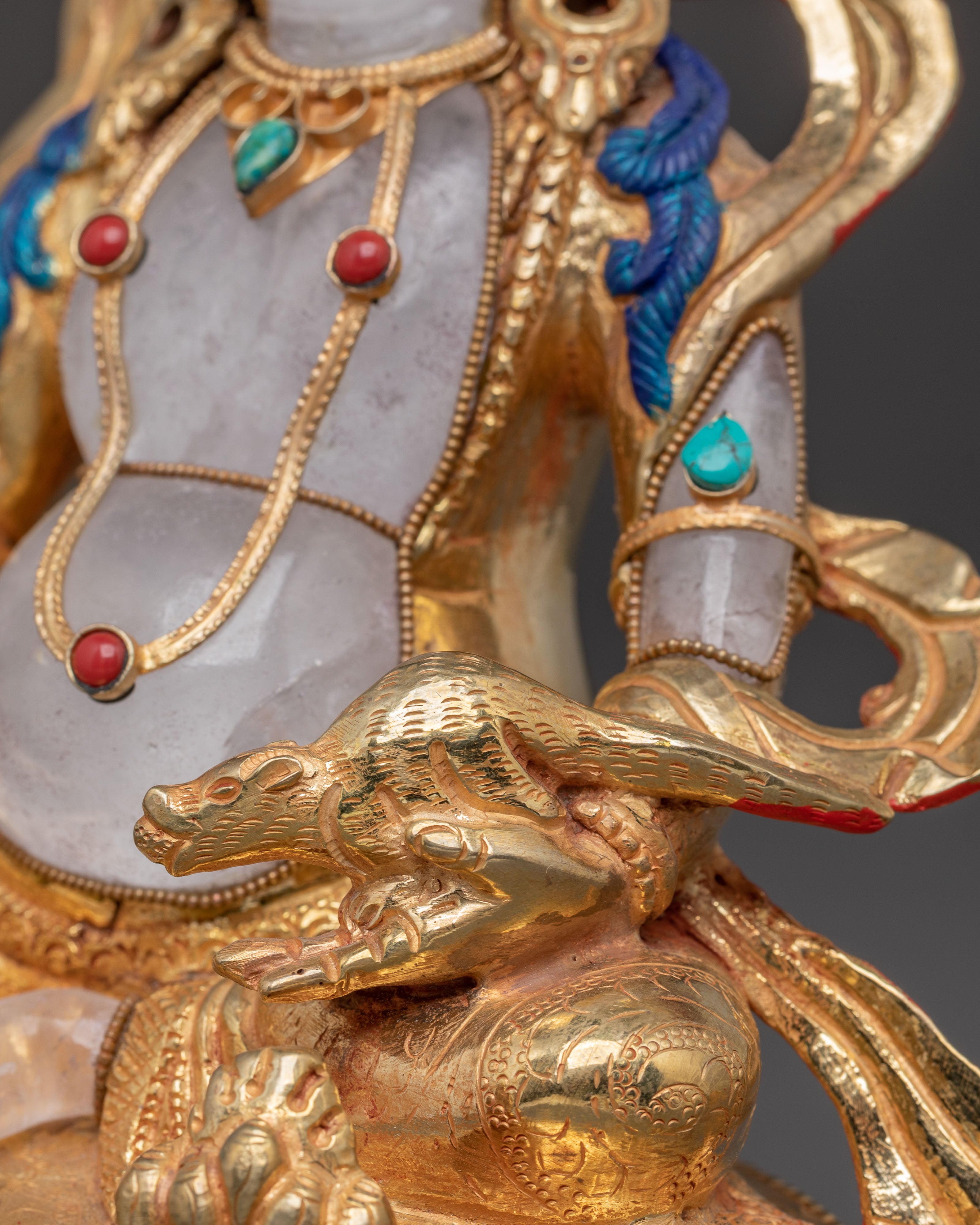 Crystal Dzambhala Statue: Buddhist Deity of Wealth and Prosperity