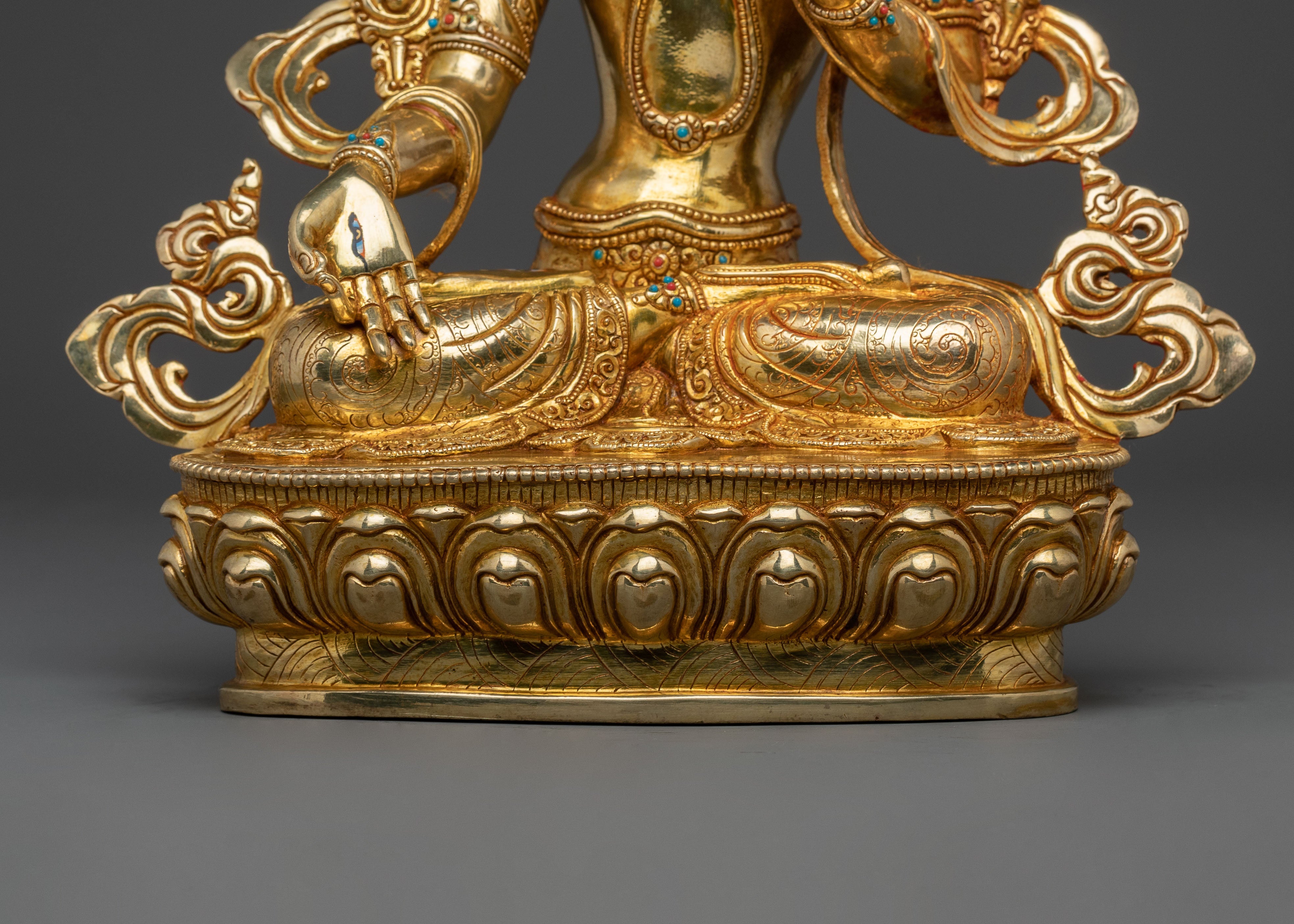 White Tara Sacred Statue: Handcrafted Himalayan Golden Statue
