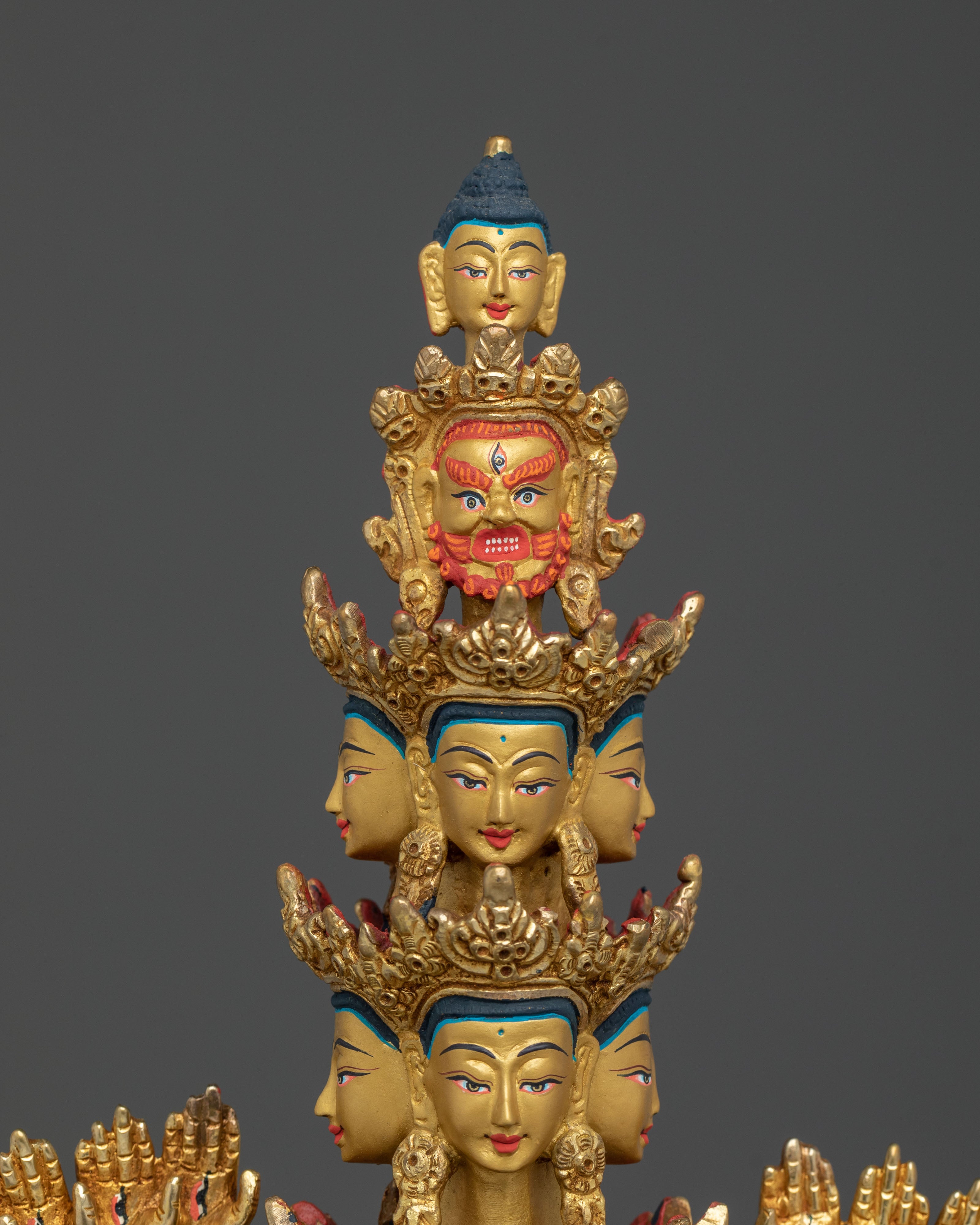 1000 Armed Chenrezig Spiritual Sculpture with 24K Gold Gilded