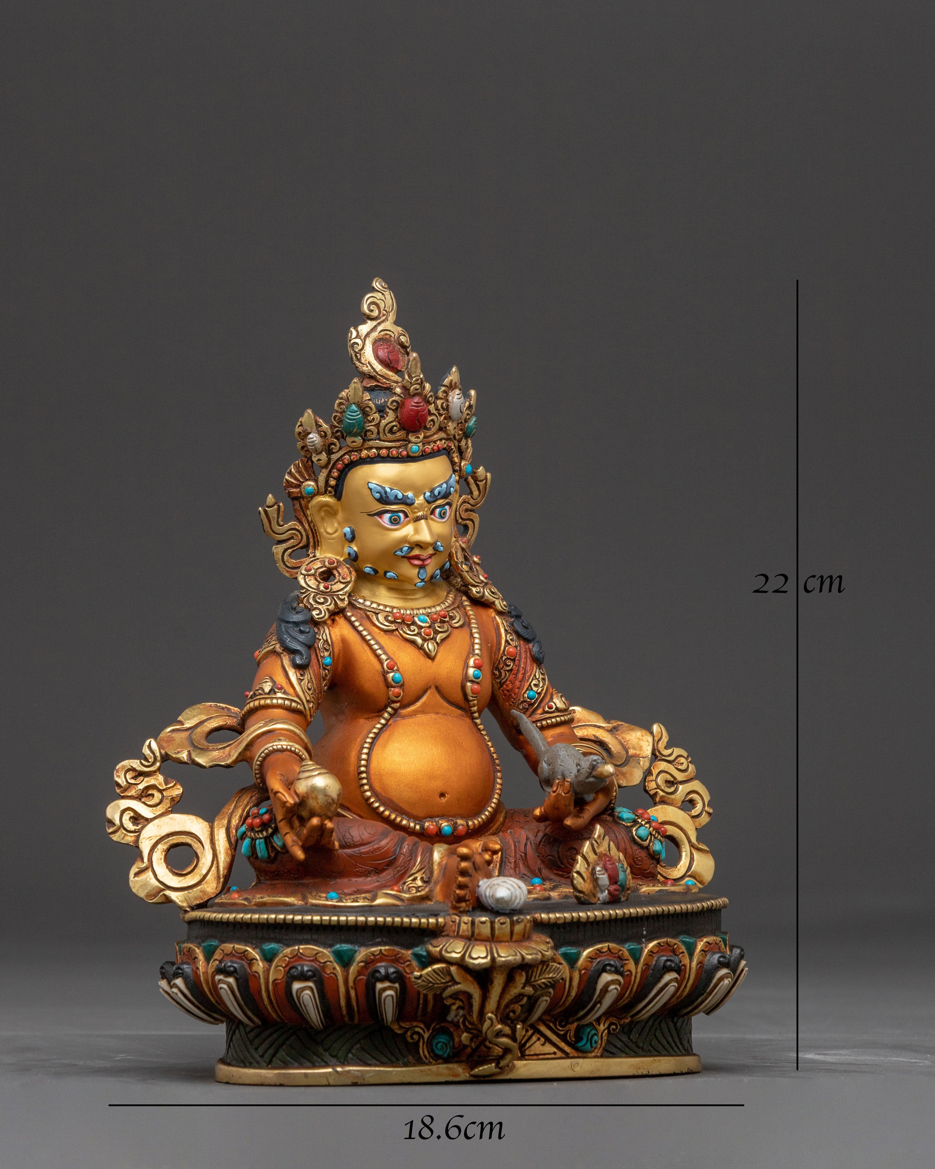 24K Gold Gilded Copper Dzambhala Statue – Exquisite Artisanal Masterpiece