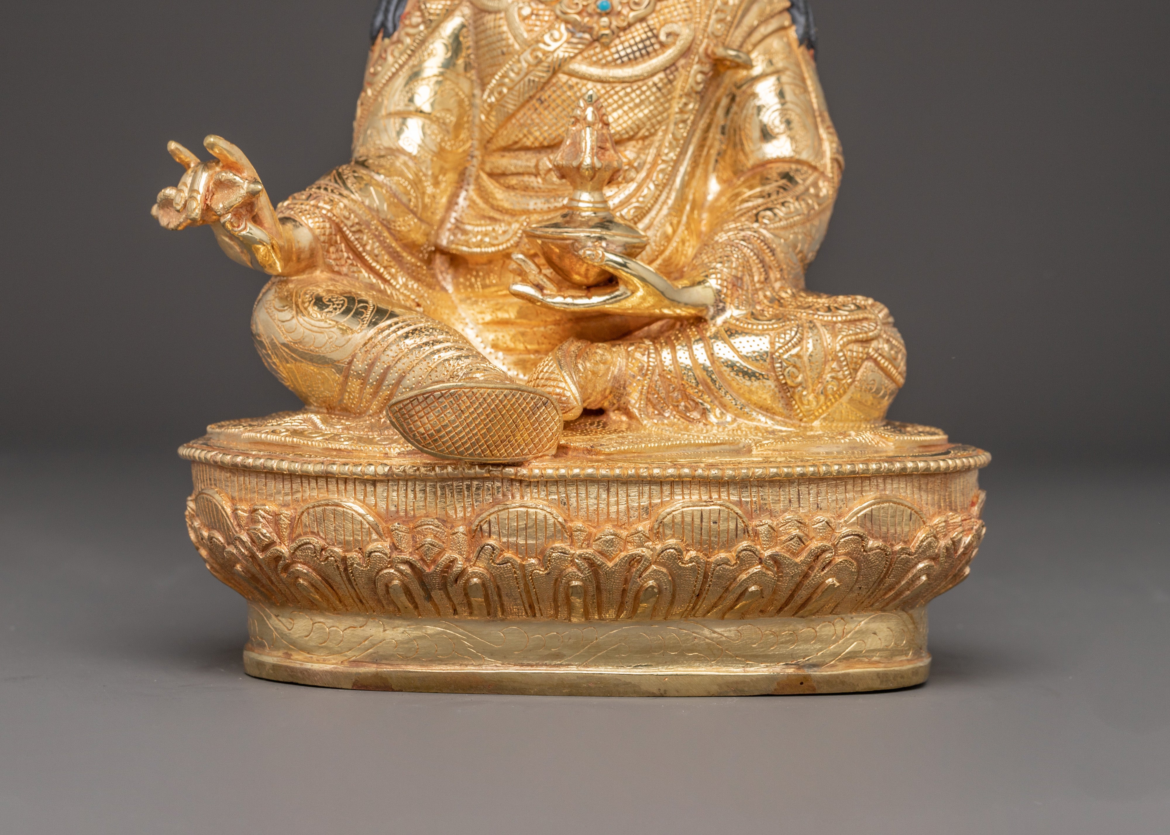 Golden Padmasambhava Handmade Statue | Guru Rinpoche Artwork