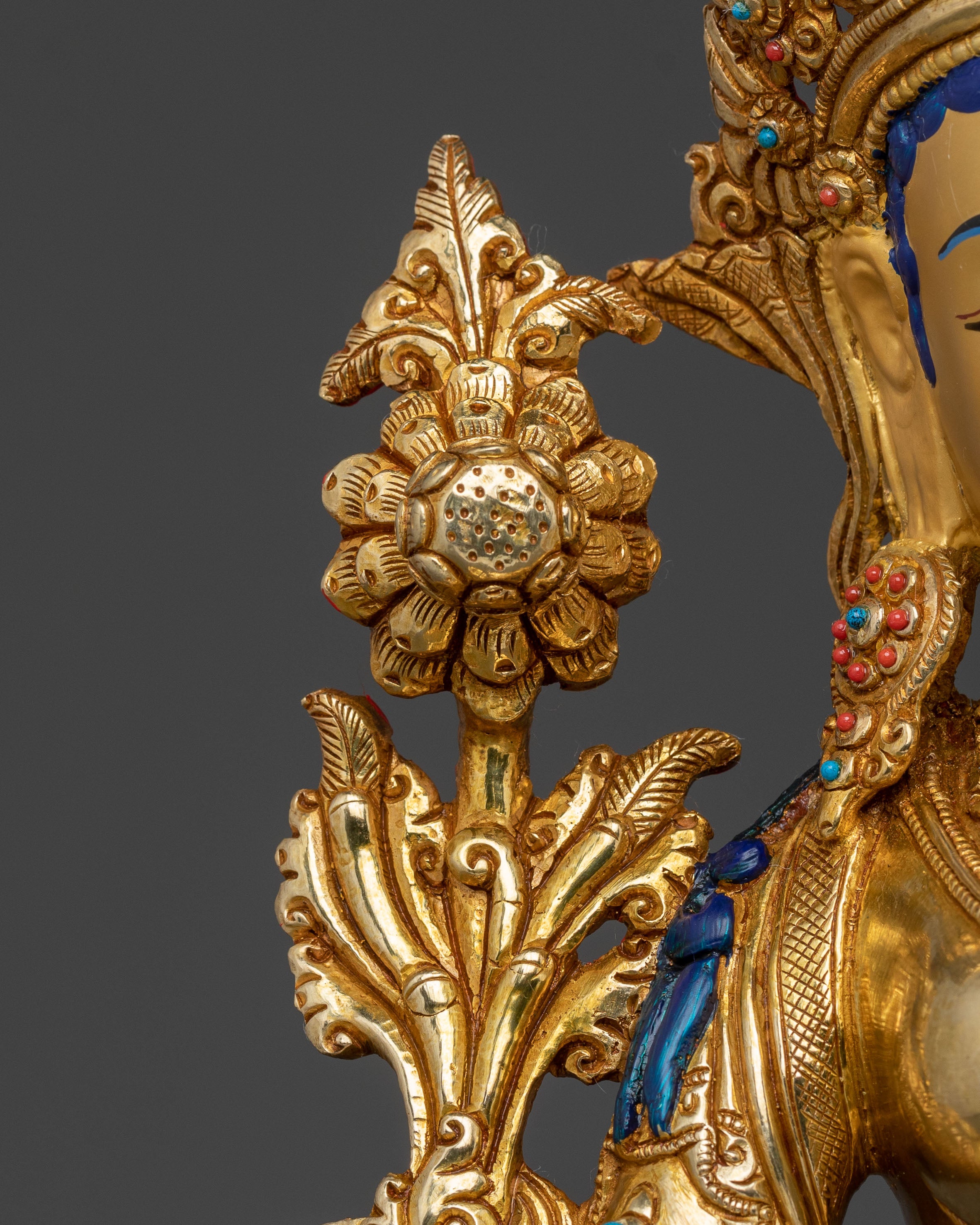 White Tara Sacred Statue: Handcrafted Himalayan Golden Statue