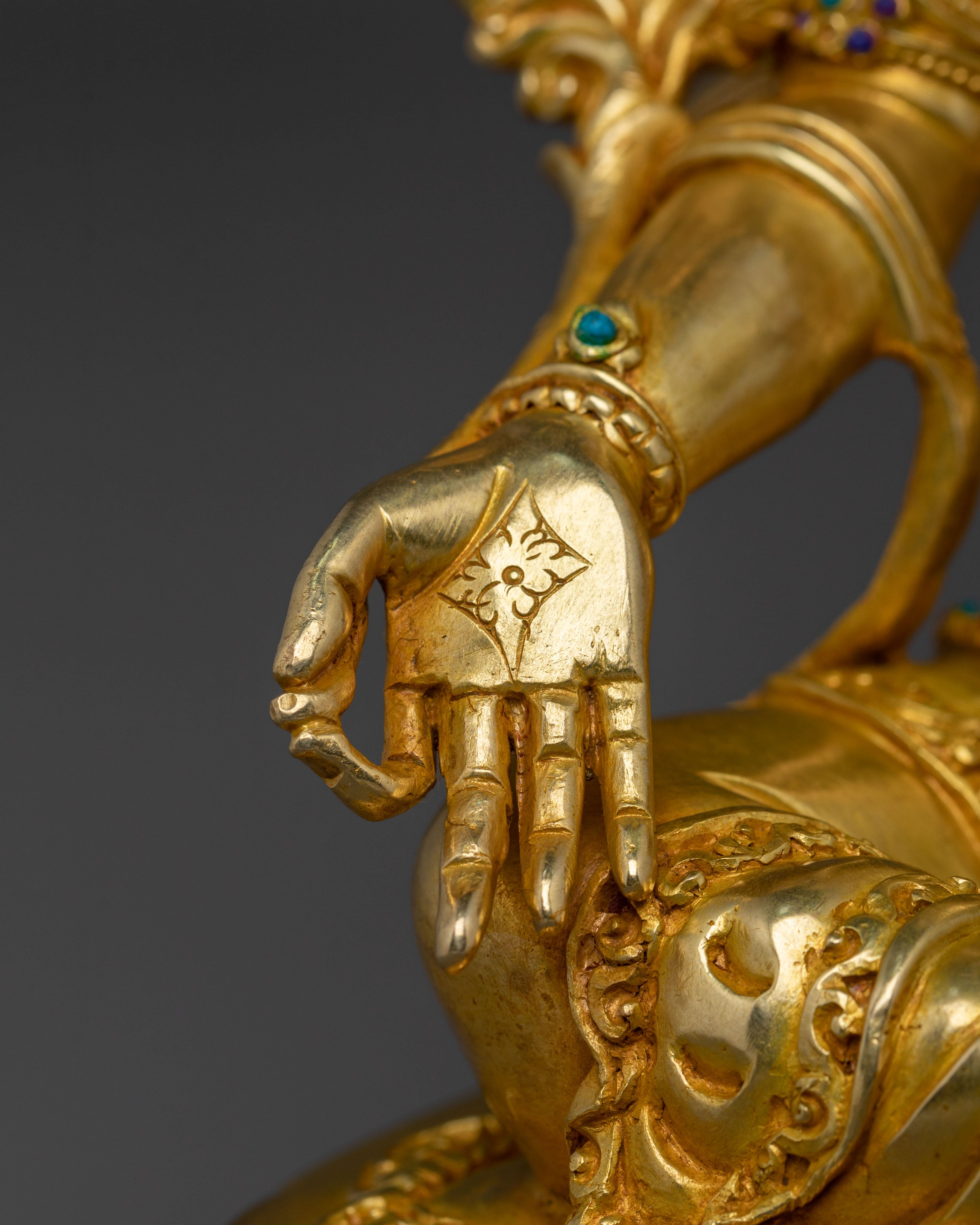 Green Tara Golden Statue | Tibetan Buddhist Icon