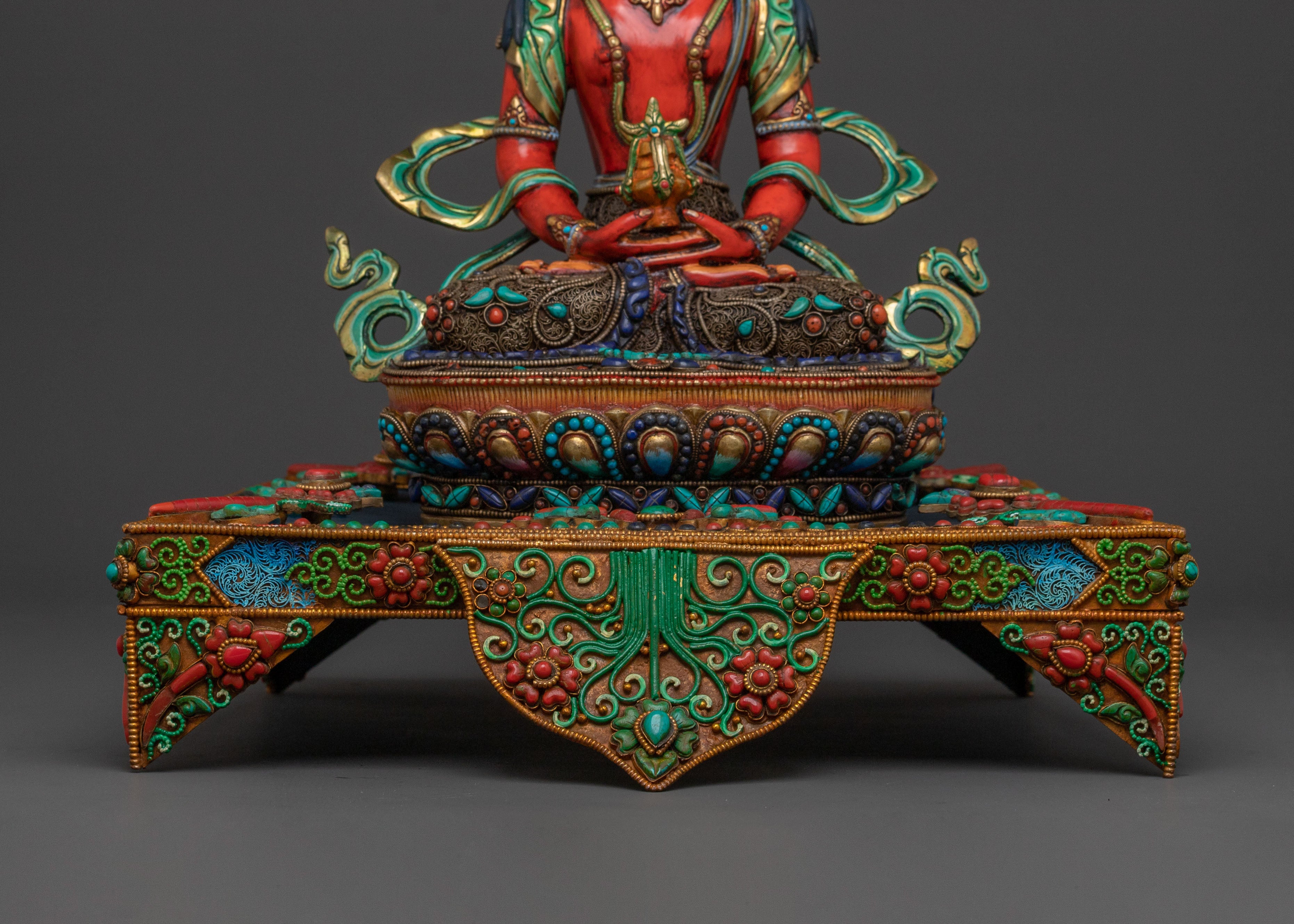 Buddhist Statue of Amitayus Sitting On A Throne