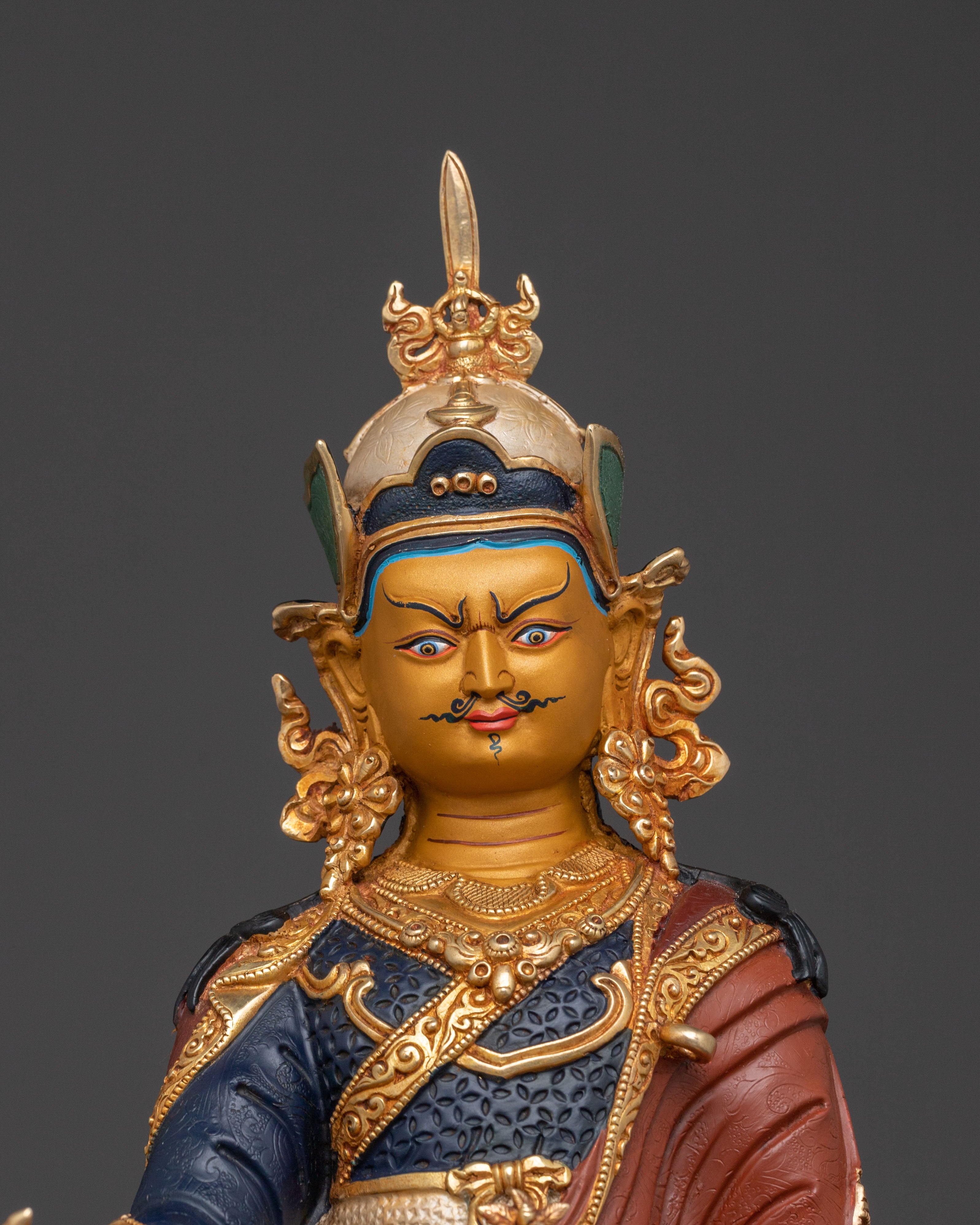 Guru Rinpoche Divine Statue – Gilded Copper Art