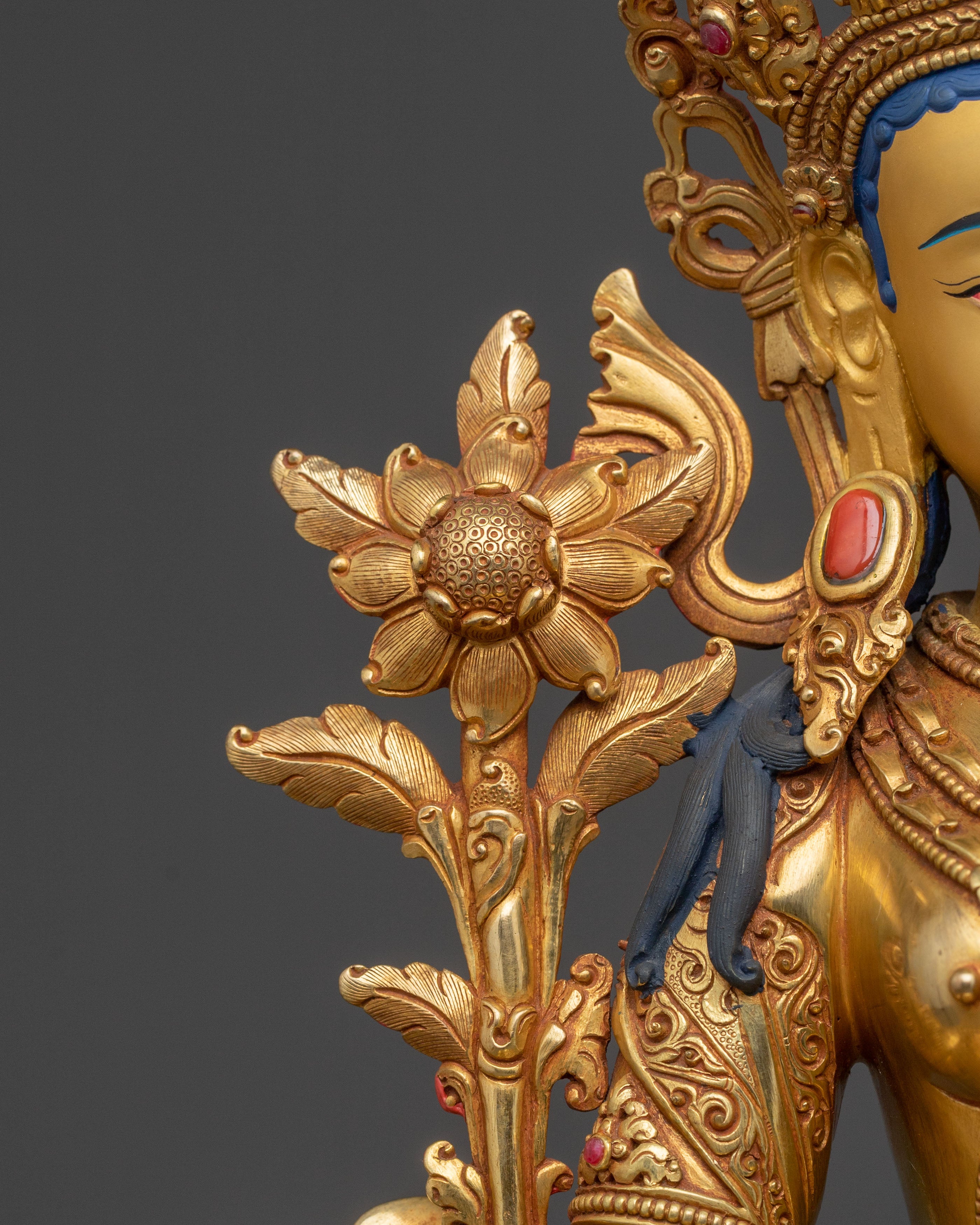 White Tara Spiritual Statue | 24K Gold Gilded Icon