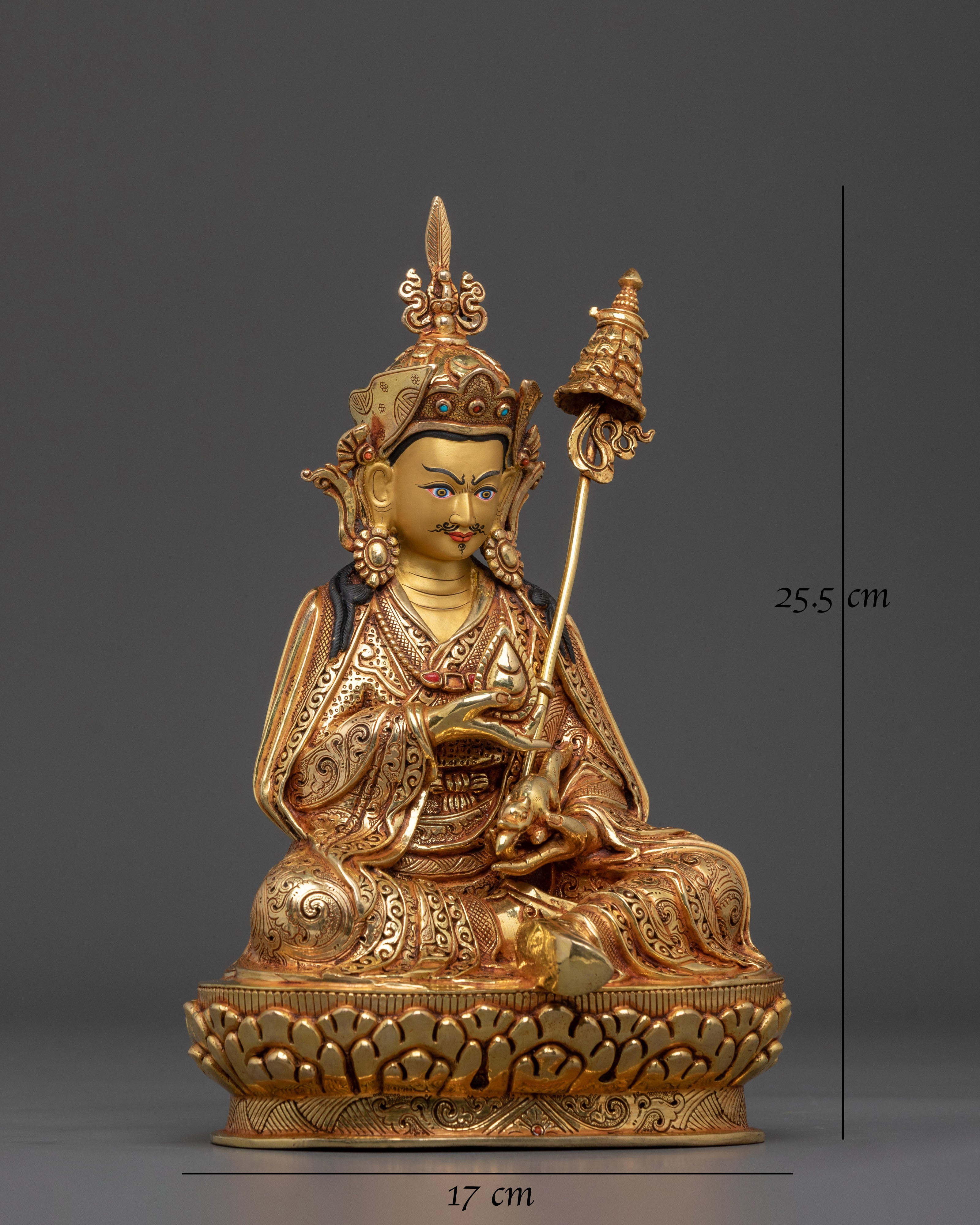 Guru Orgyen Norlha Statue | 24K Gold Gilded Buddhist Master