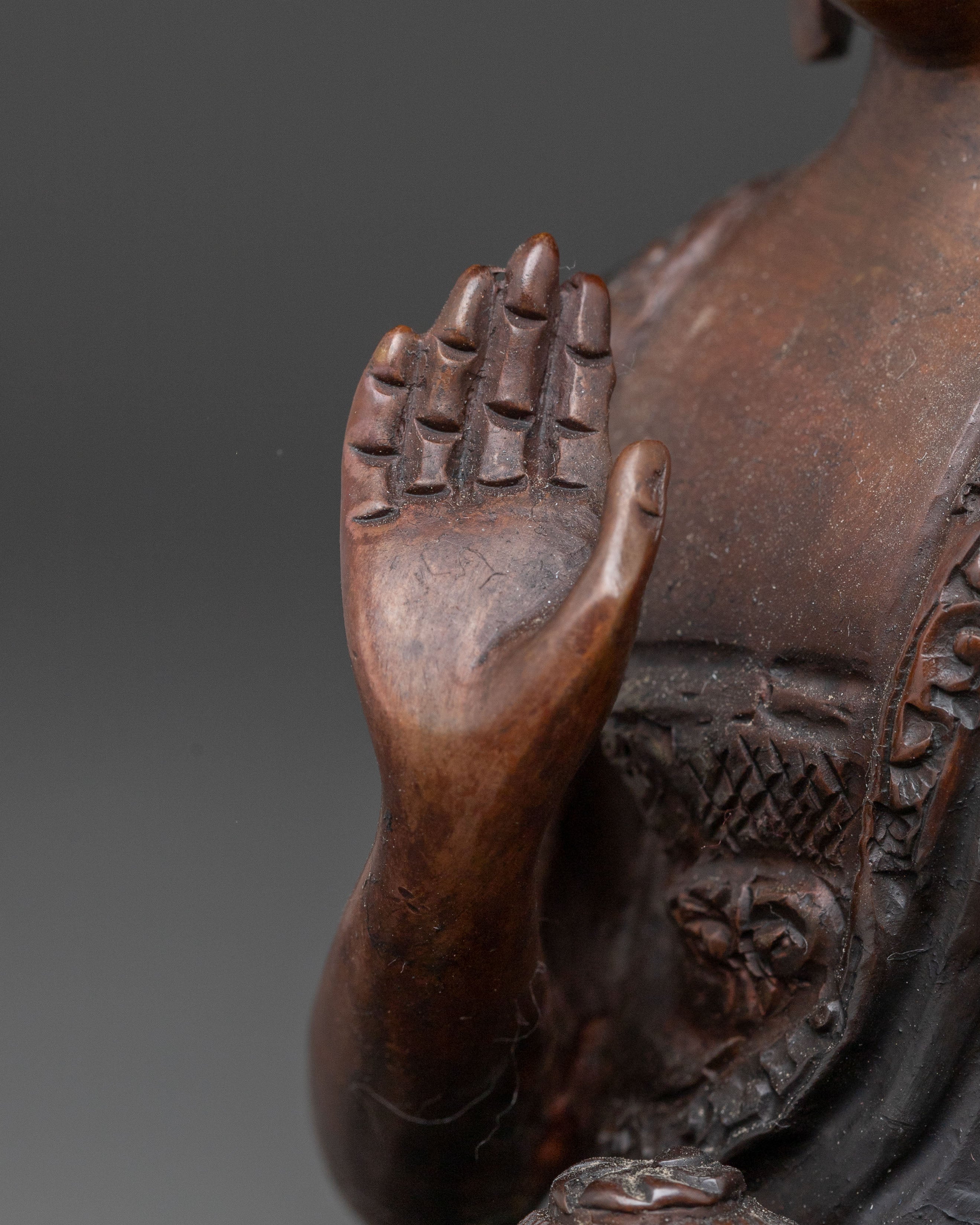 Handmade Amogasiddhi Oxidized Copper Statue | Protector Buddha