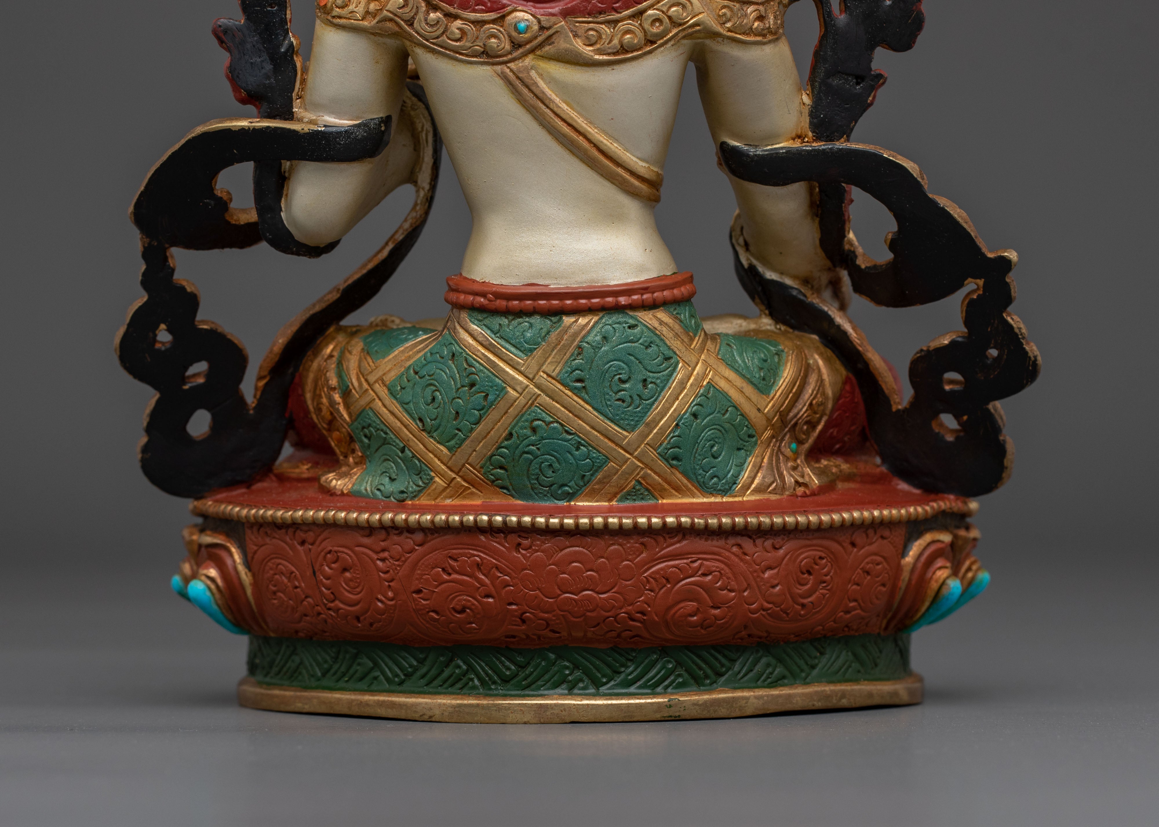 Traditional Tibetan White Tara Statue | Spiritual Home & Shrine Decor
