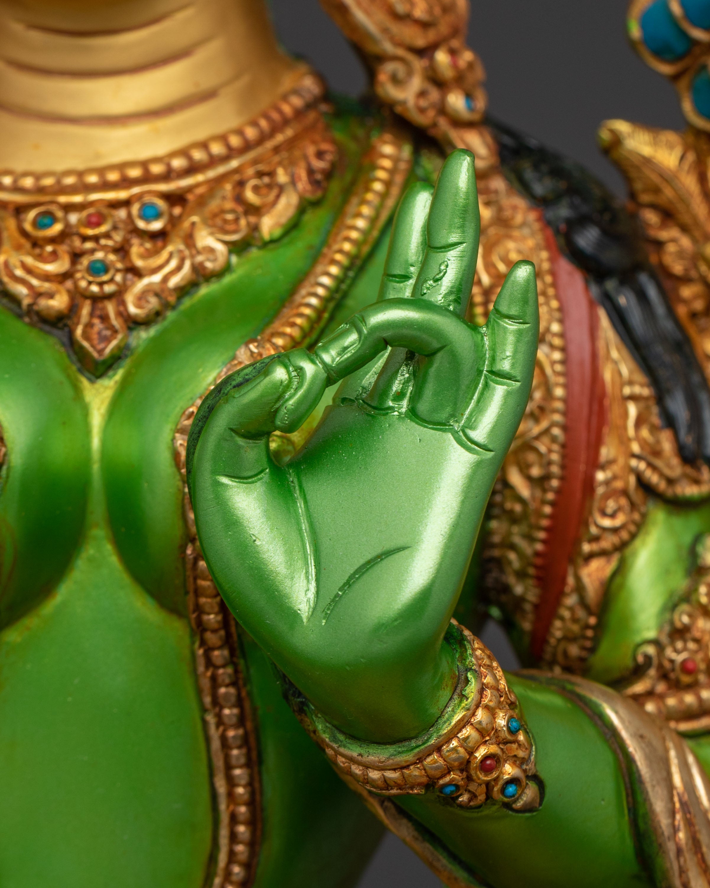 Mother Green Tara Statue | Lotus Seated Guardian