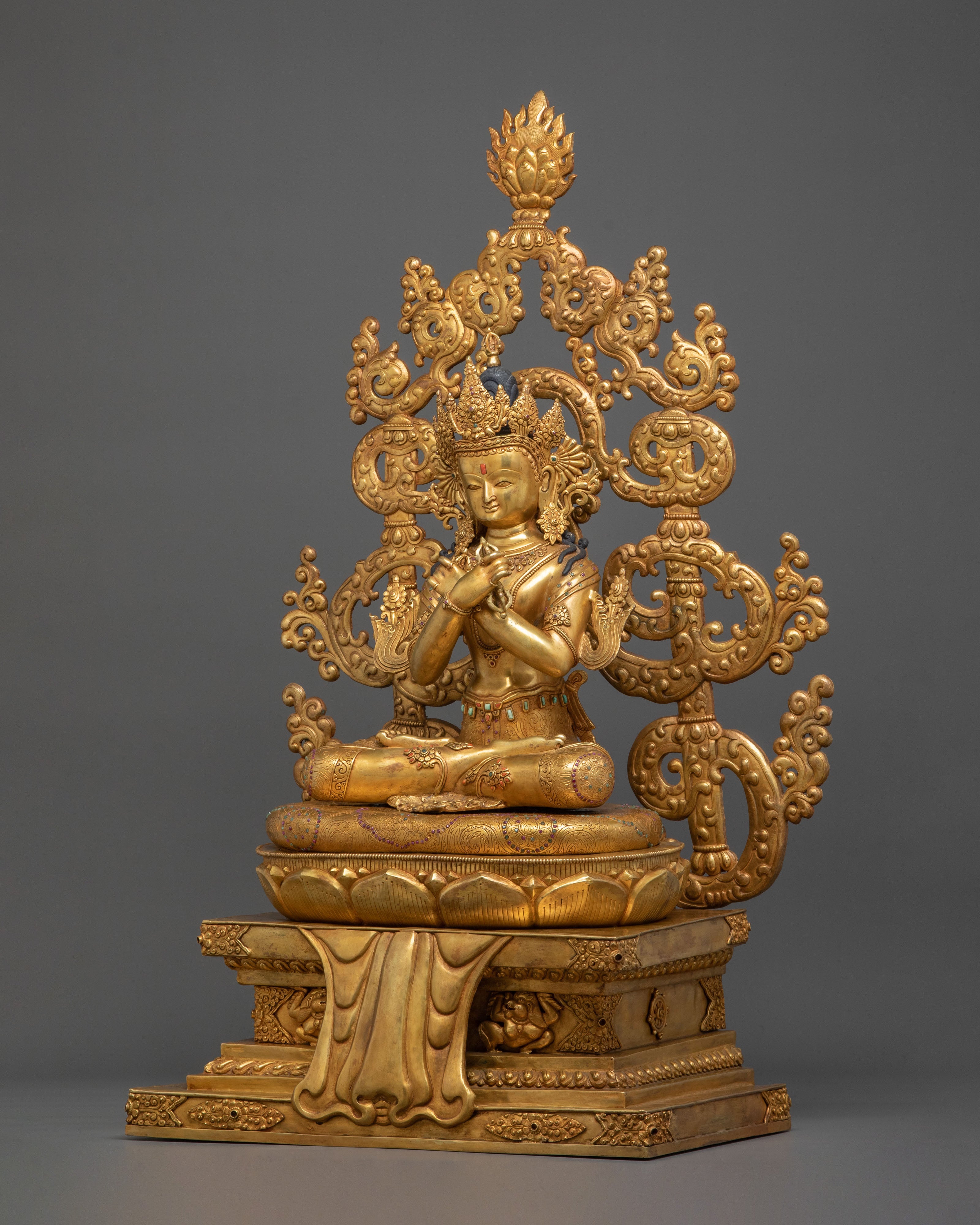 Vajradhara Tibetan Figurine: Exquisite Gilded Copper Masterpiece