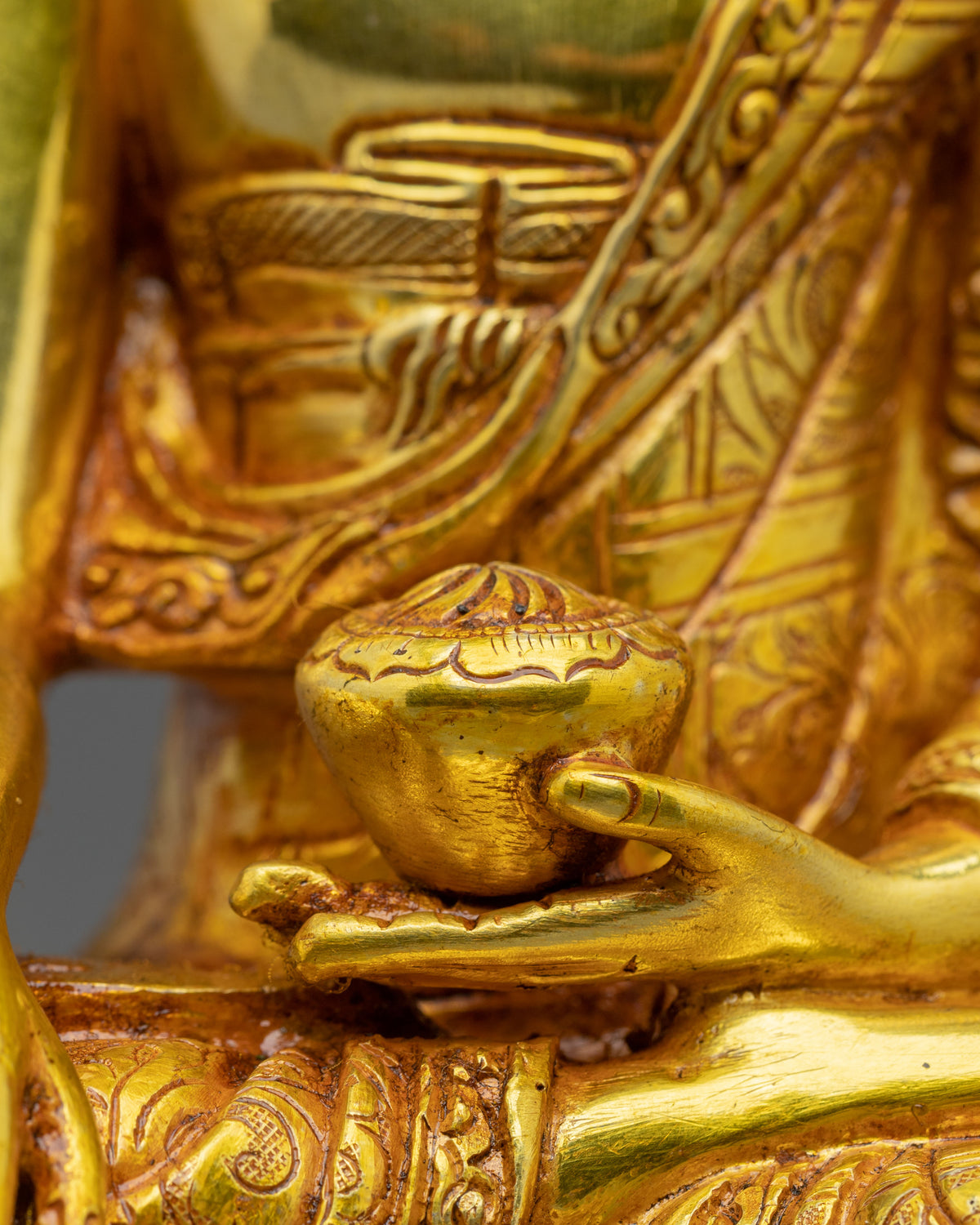 Shakyamuni Buddha Acrylic Painted Statue | Copper Figurine