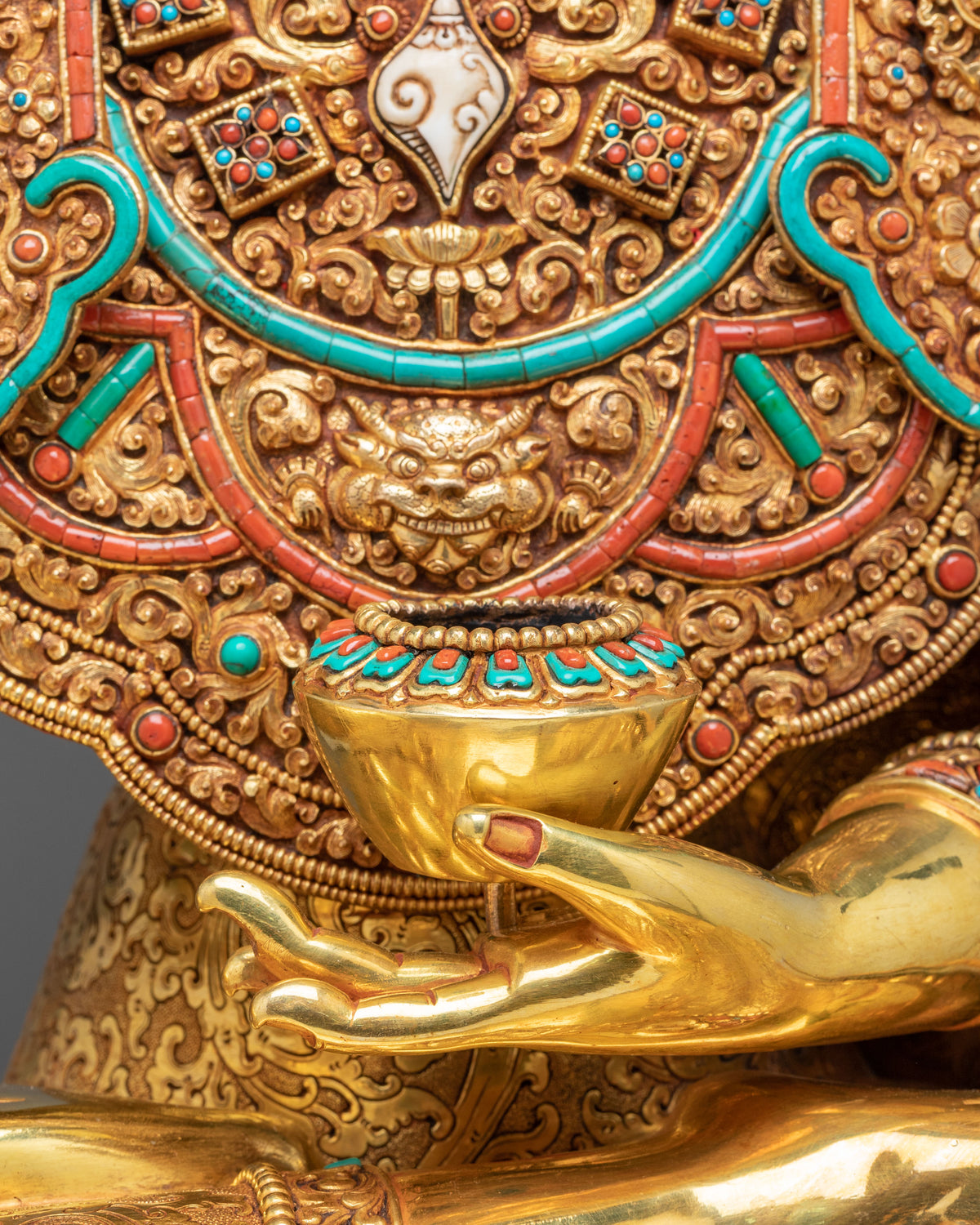 Crown Shakyamuni Buddha Figurine | 24K Gold-Gilded Buddha Statue