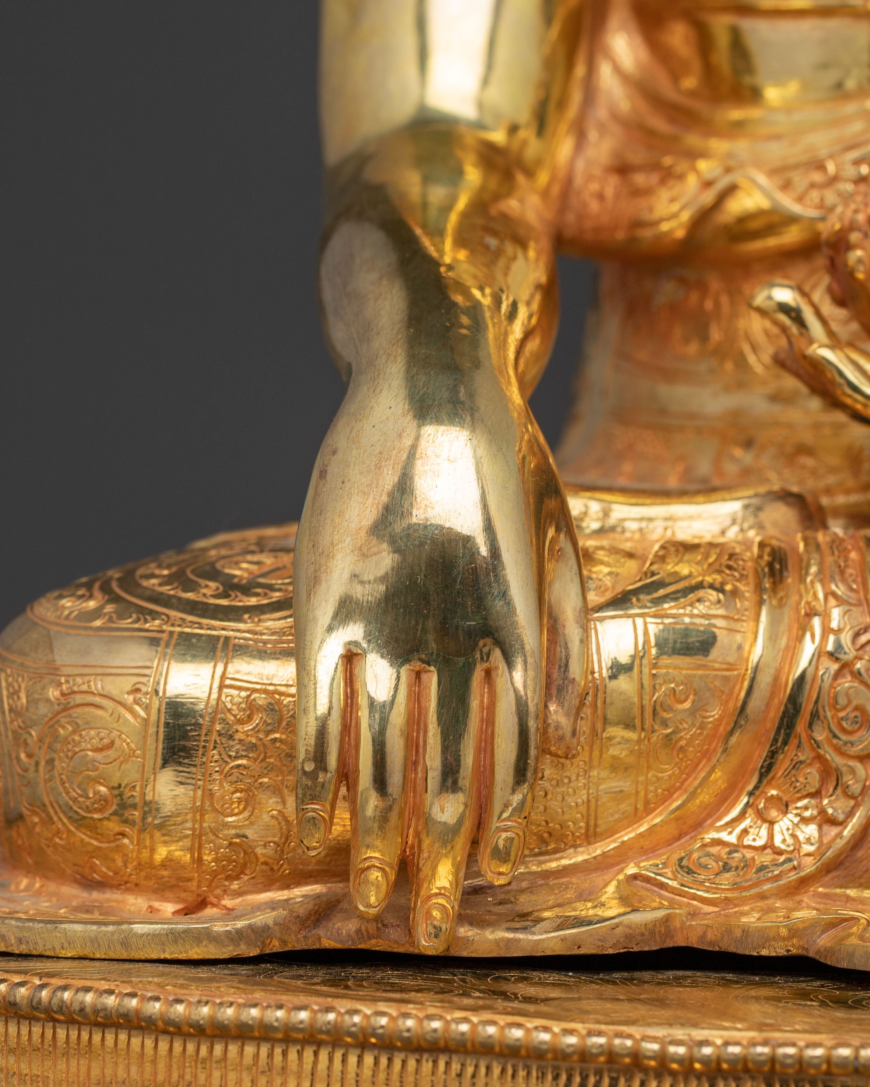 Shakyamuni Buddha Sacred Sculpture – Handcrafted Gold Gilded Statue