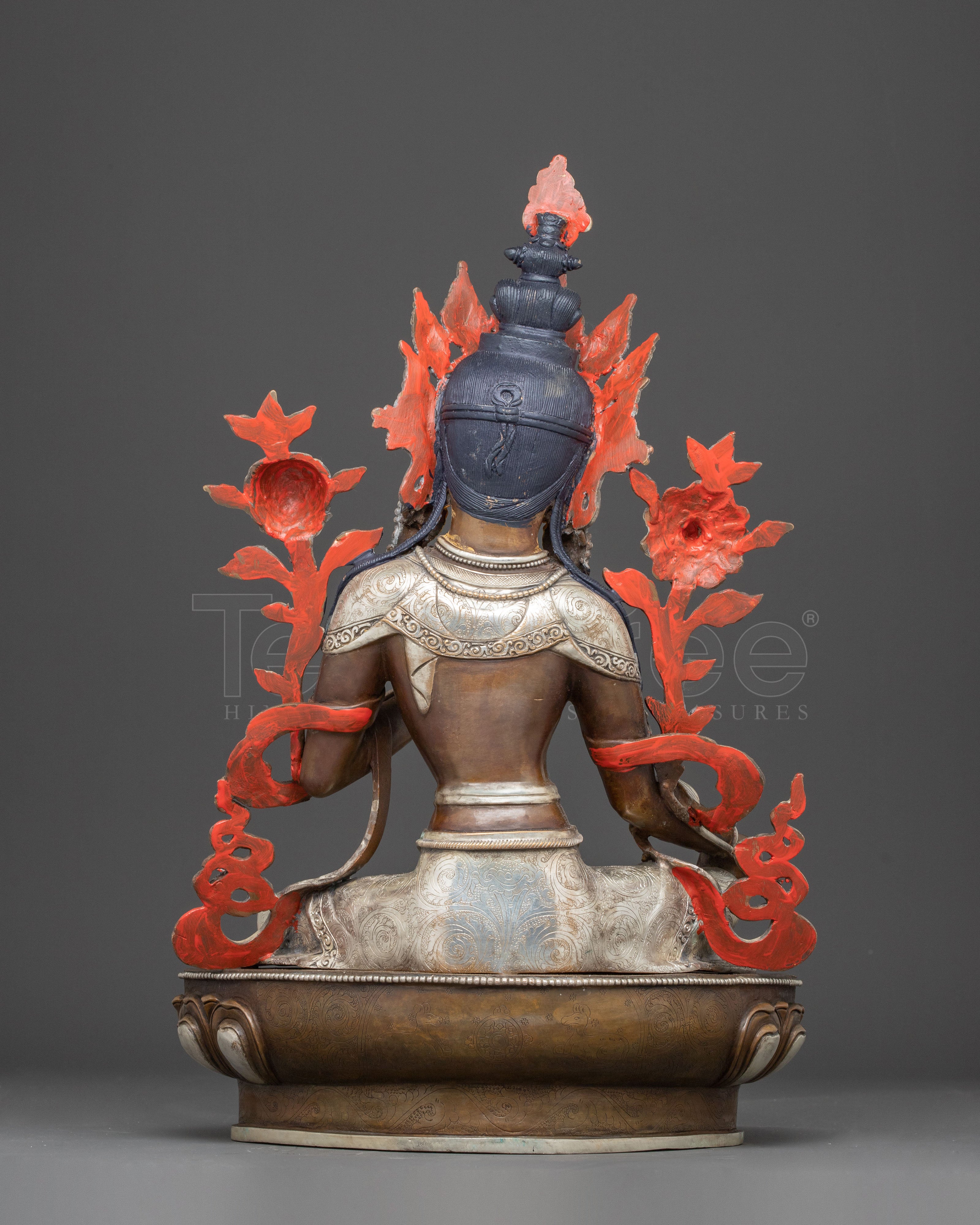 Silver-Plated Shyama Tara Copper Statue | Radiant Compassion