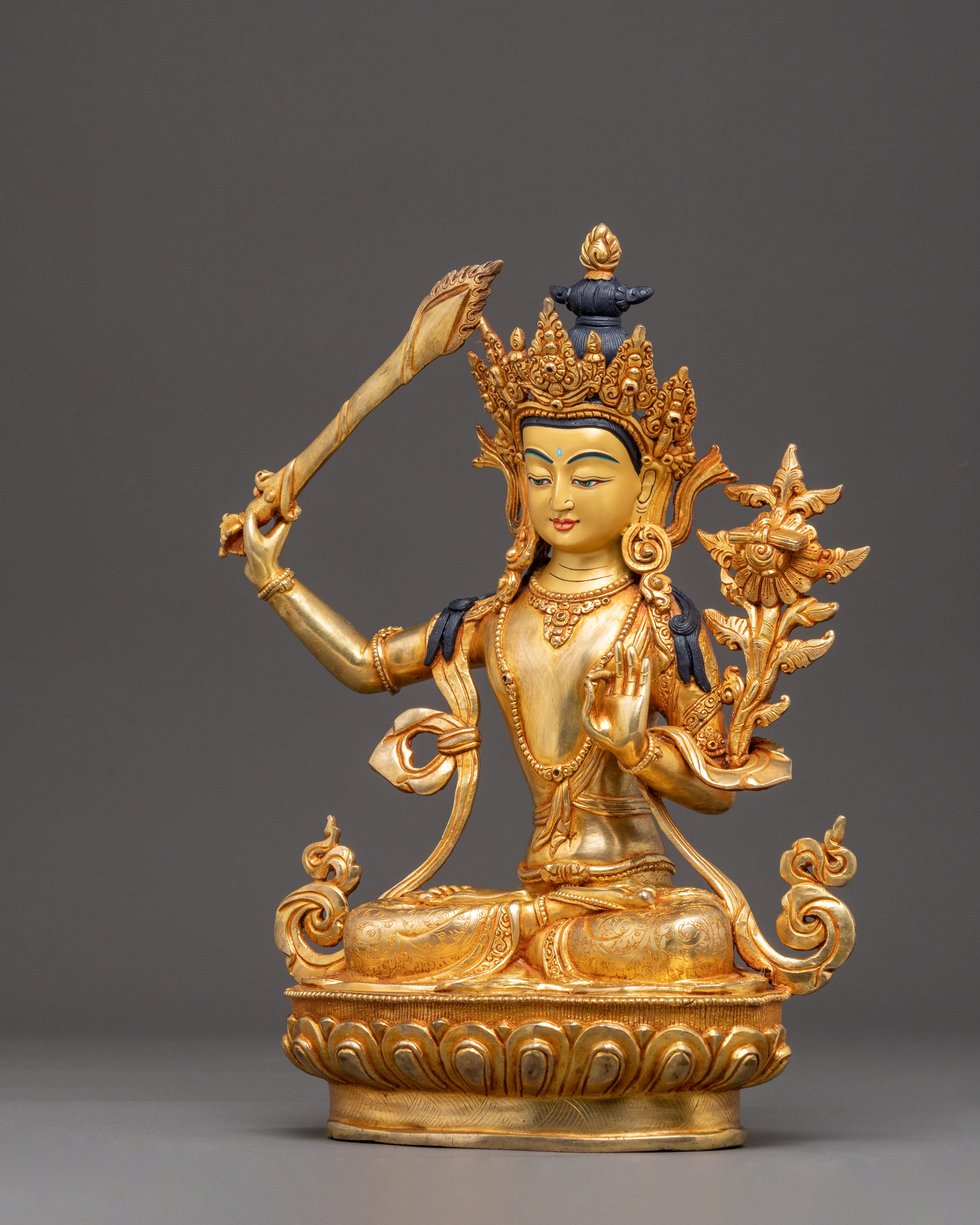 Handcrafted Radiant Statue of Manjushri | Embodiment of Supreme Wisdom