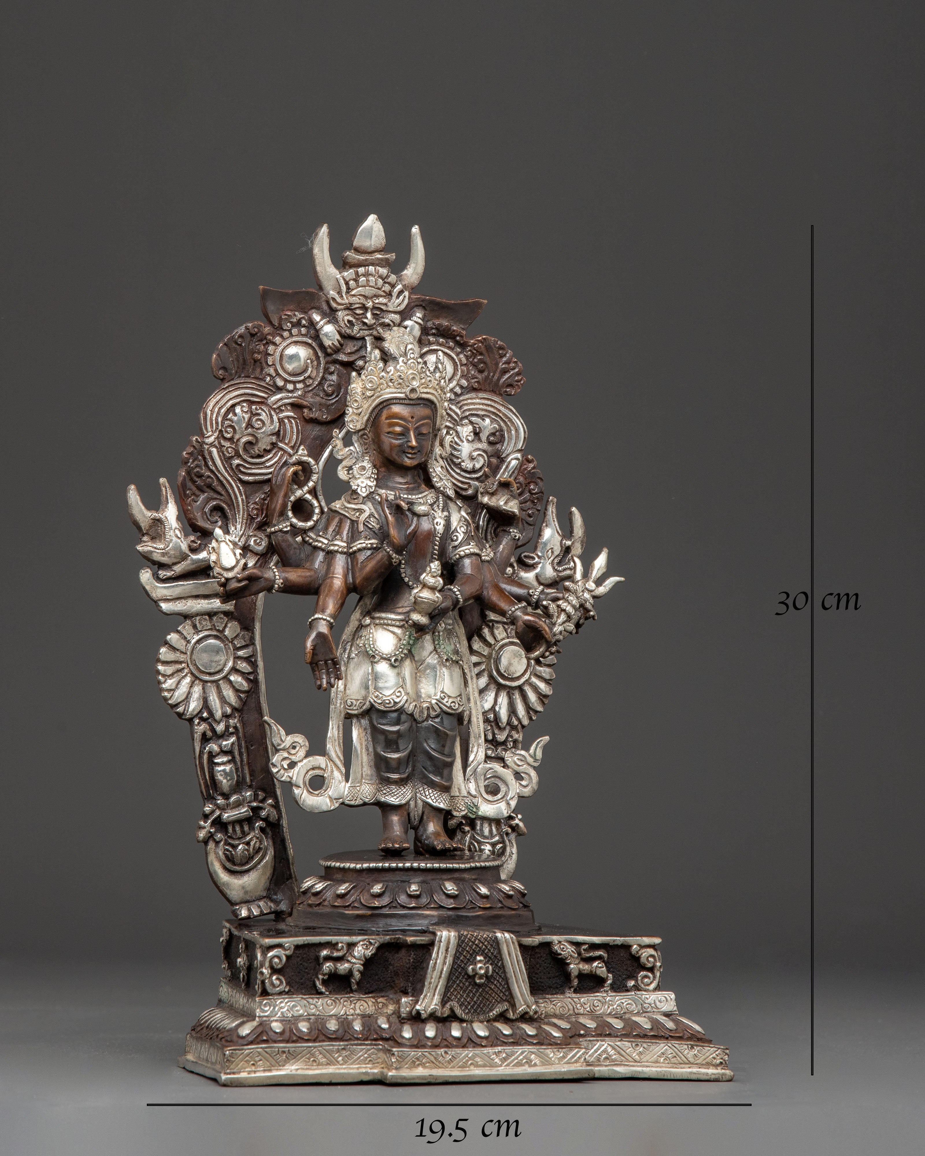 Traditional Oxidized Copper Body Statue of Lokeshwor