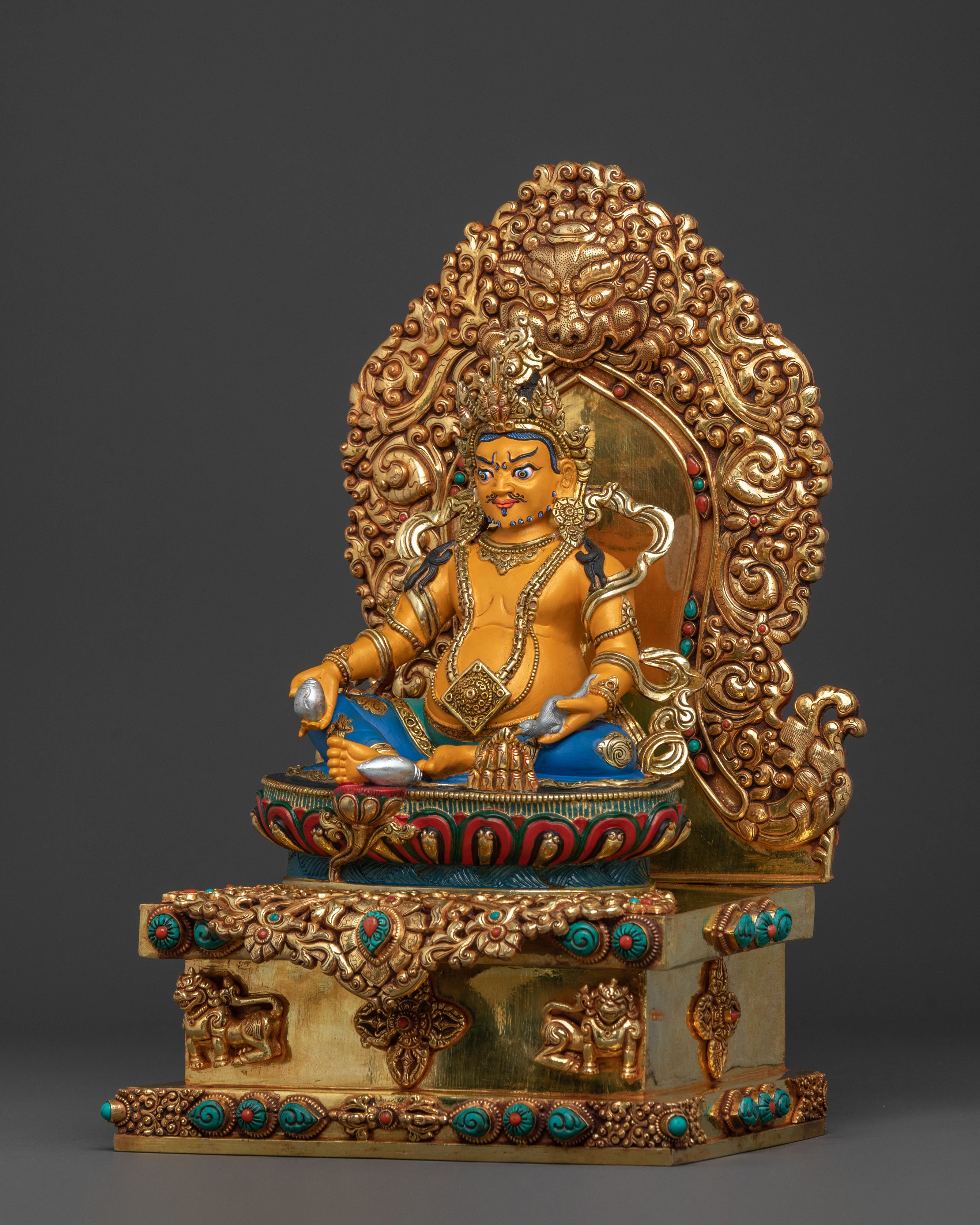 Dzambhala Statue on Throne | Traditional Figurine