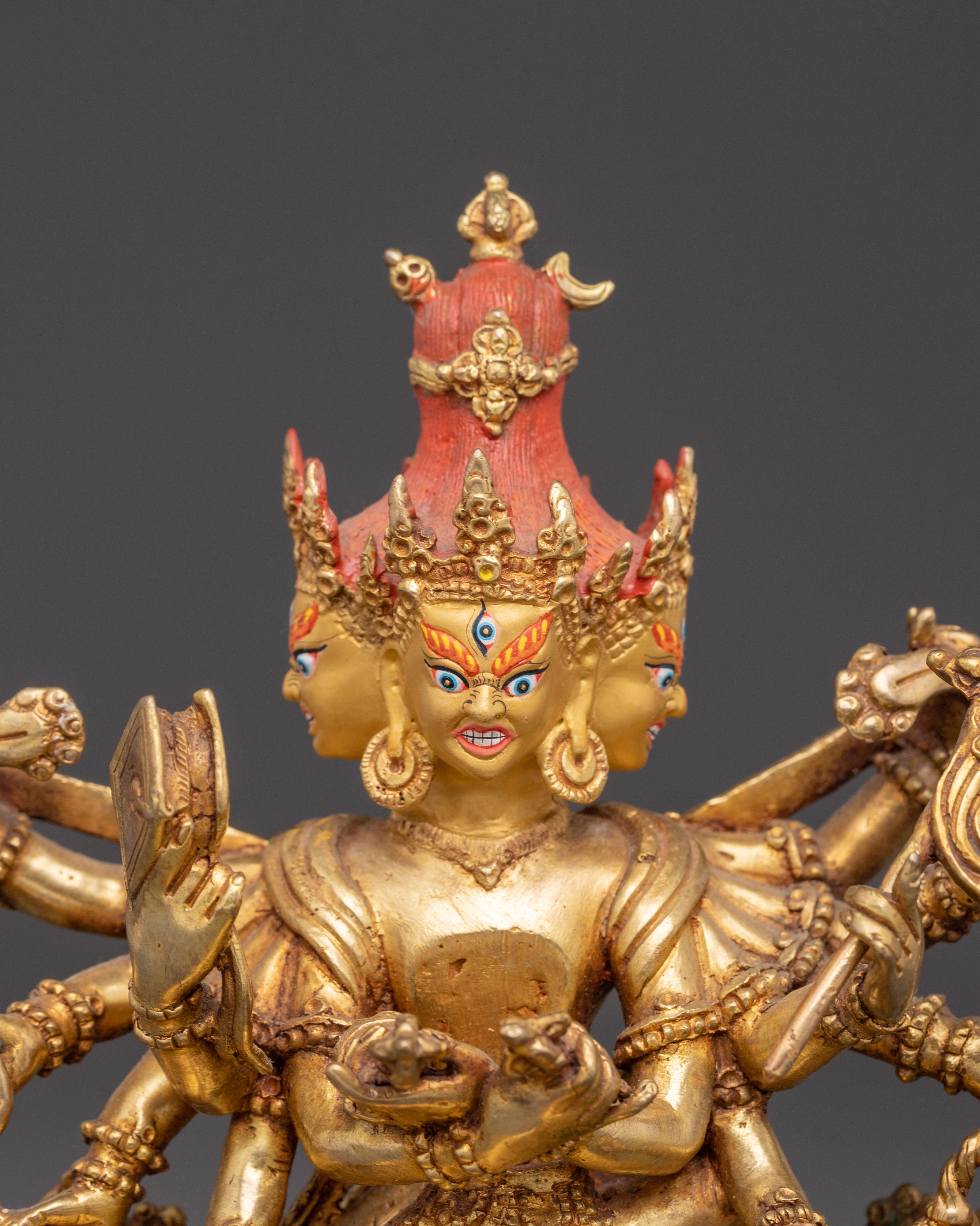 Exquisite 24K Gilded Handmade Chakrasamvara Golden Statue