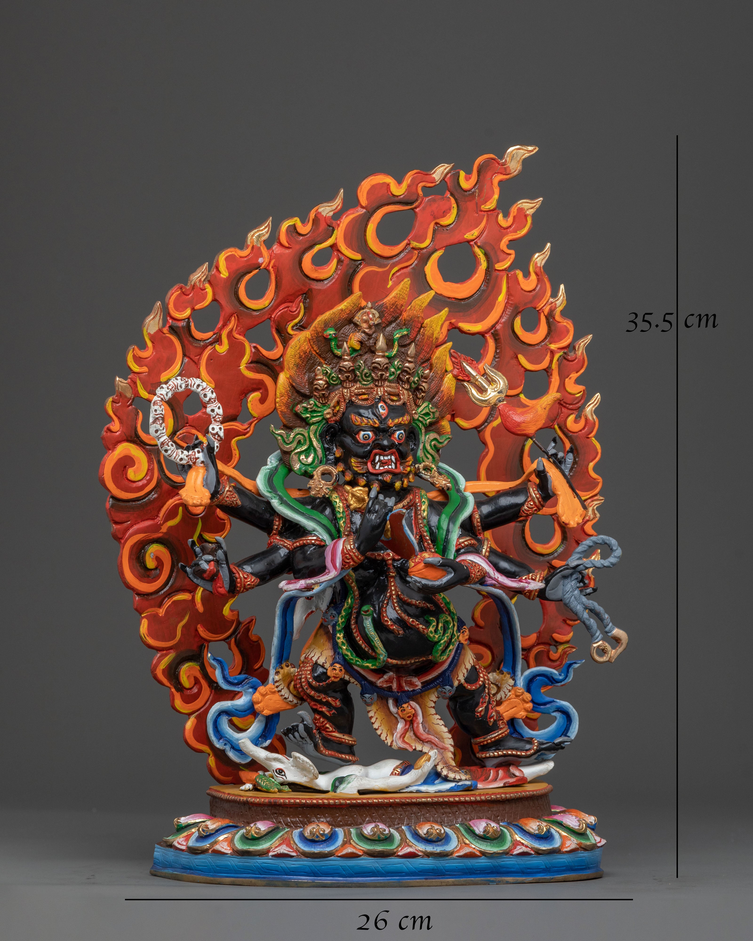 Six-Armed Mahakala Statue | 24K Gold Gilded Protector