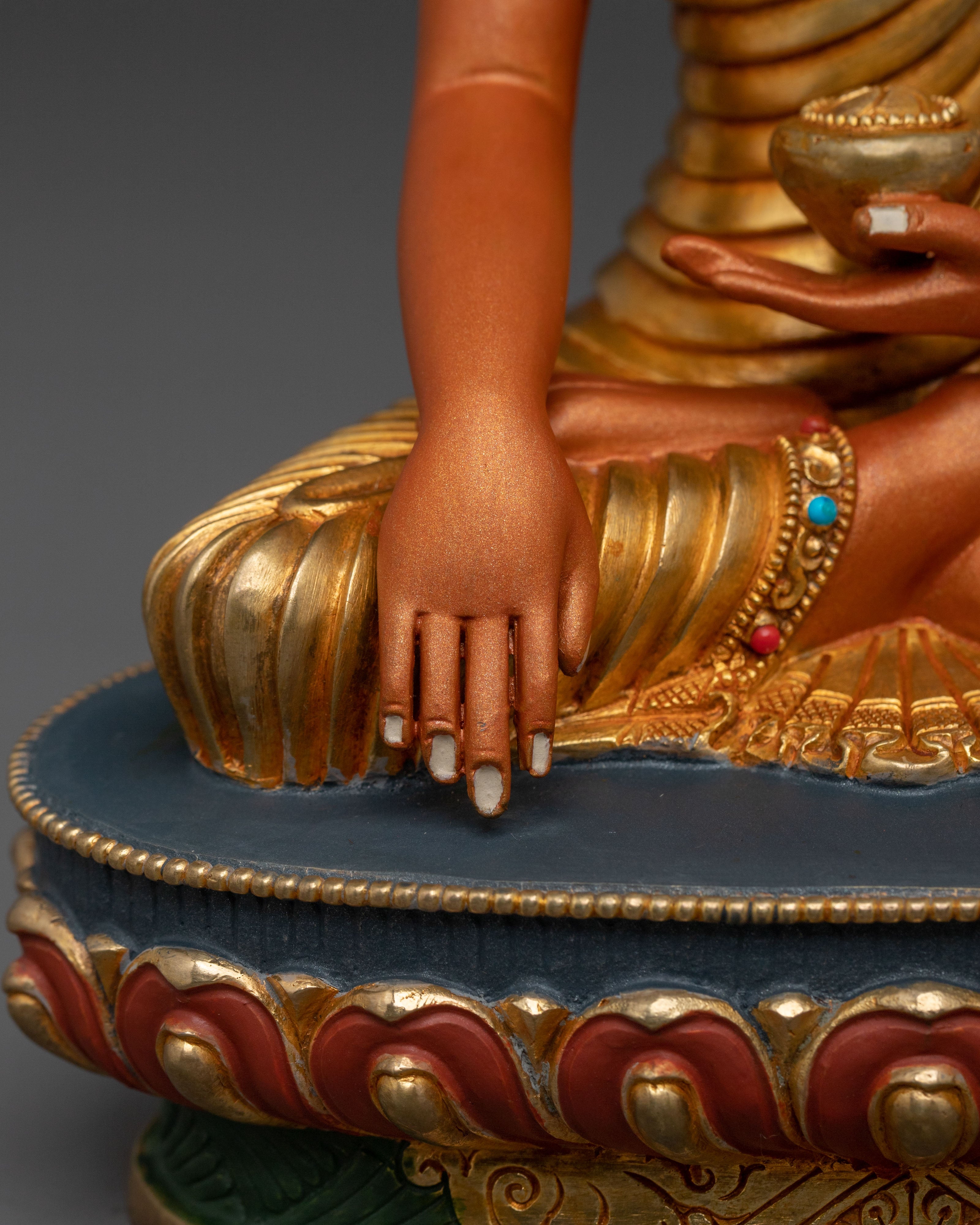 Three Buddhas Altar Statue Set | Sacred Tibetan Buddhist Trio Sculpture