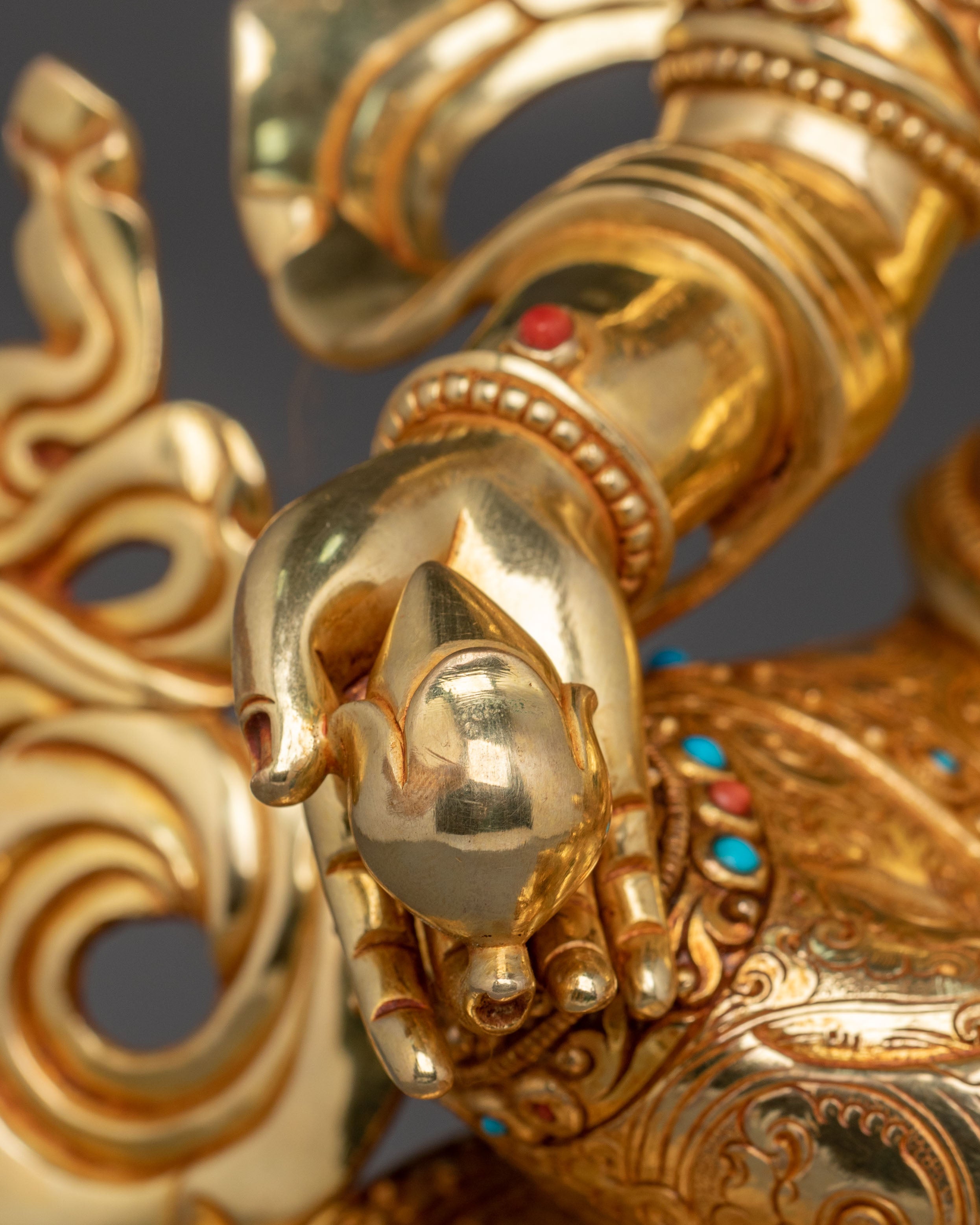 Dzambhala 24K Gold Gilded Sculpture: Deity of Wealth