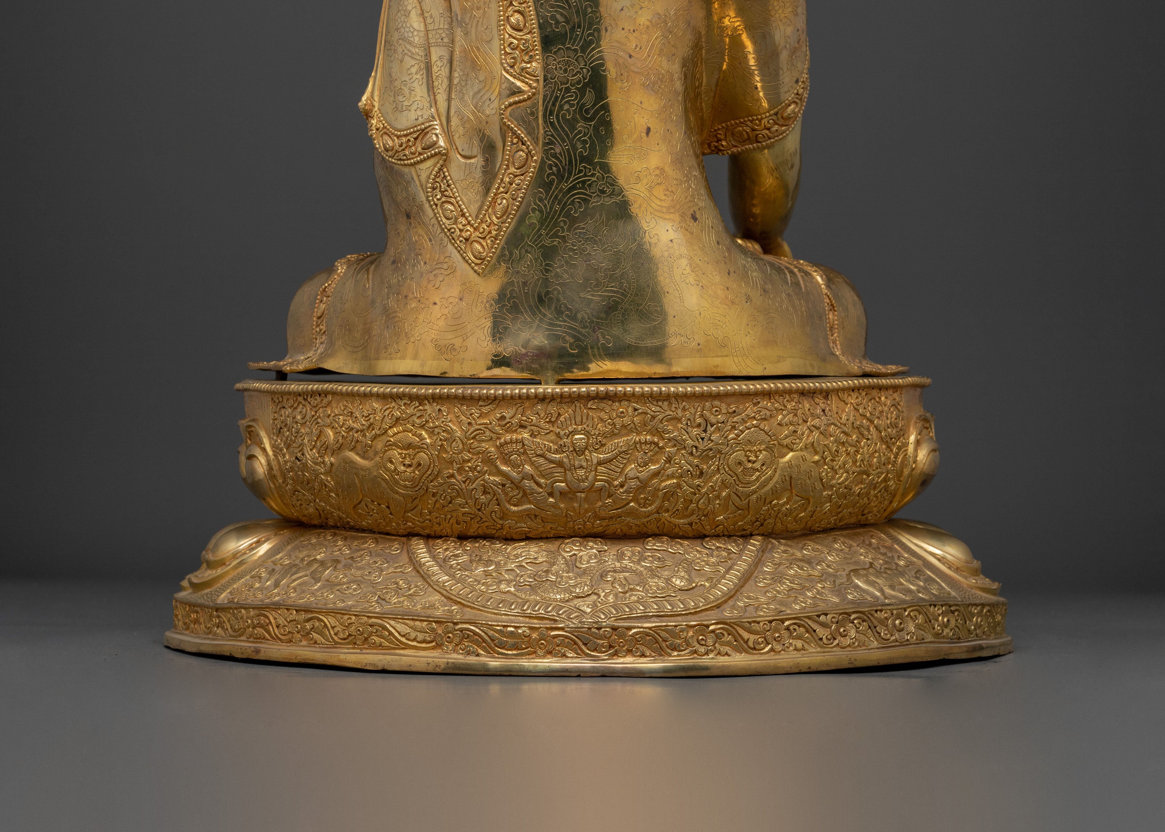Dharma Teacher Shakyamuni Buddha Sculpture with 24K Gold Gliding