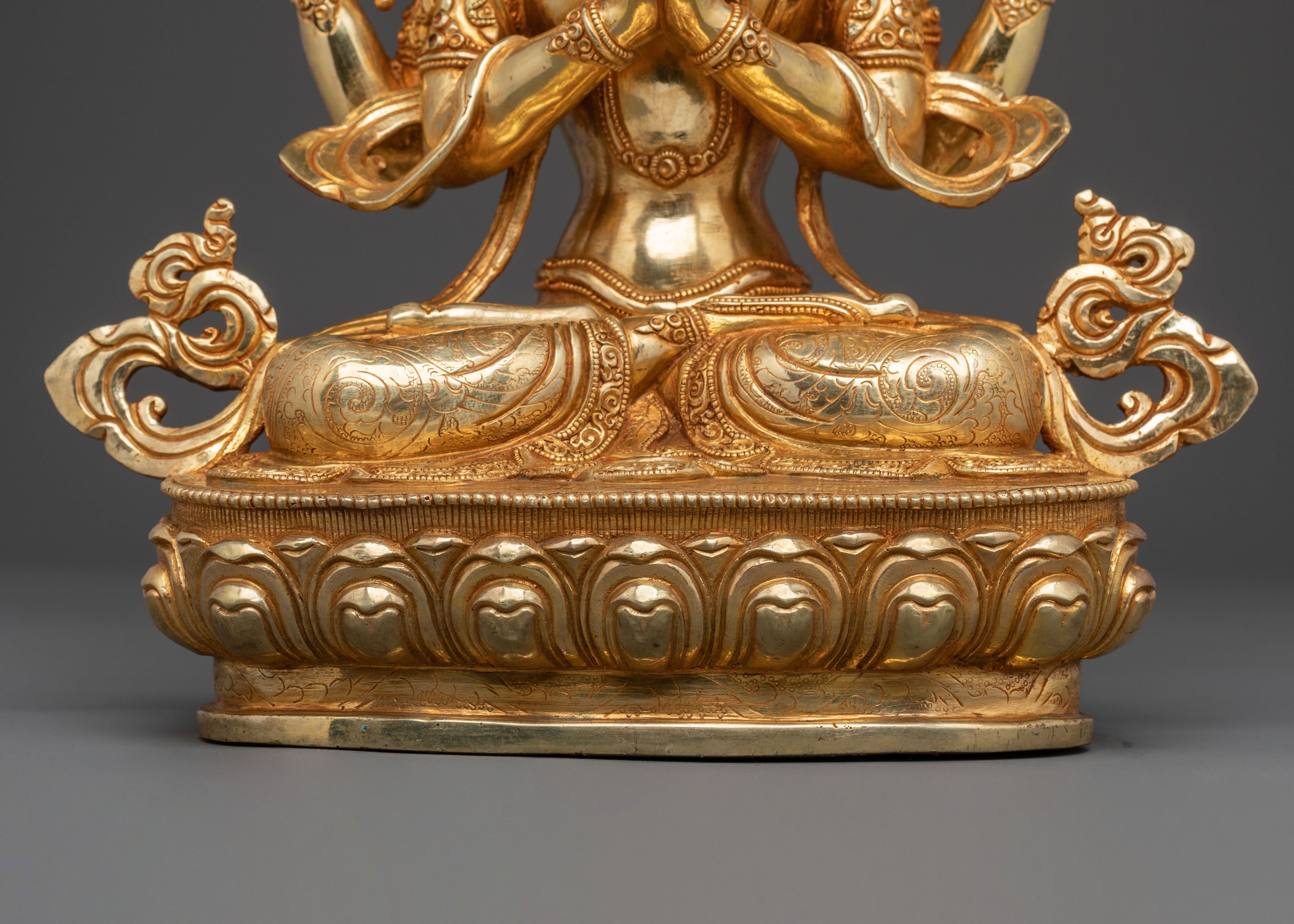 Four Armed Chenrezig Statue | 24K Gold Gilded Icon