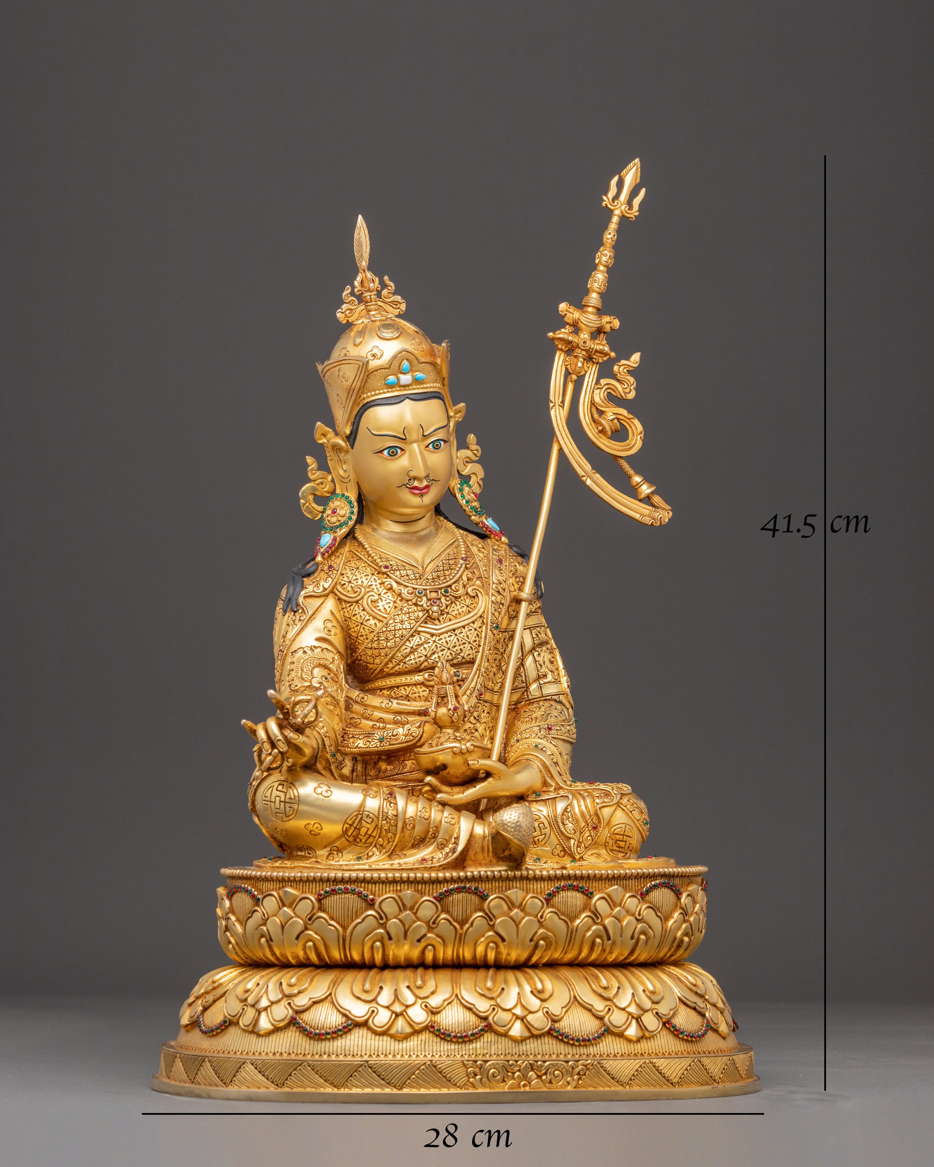 Handmade Copper Guru Rinpoche Statue | Tibetan Tantric Master Sculpture