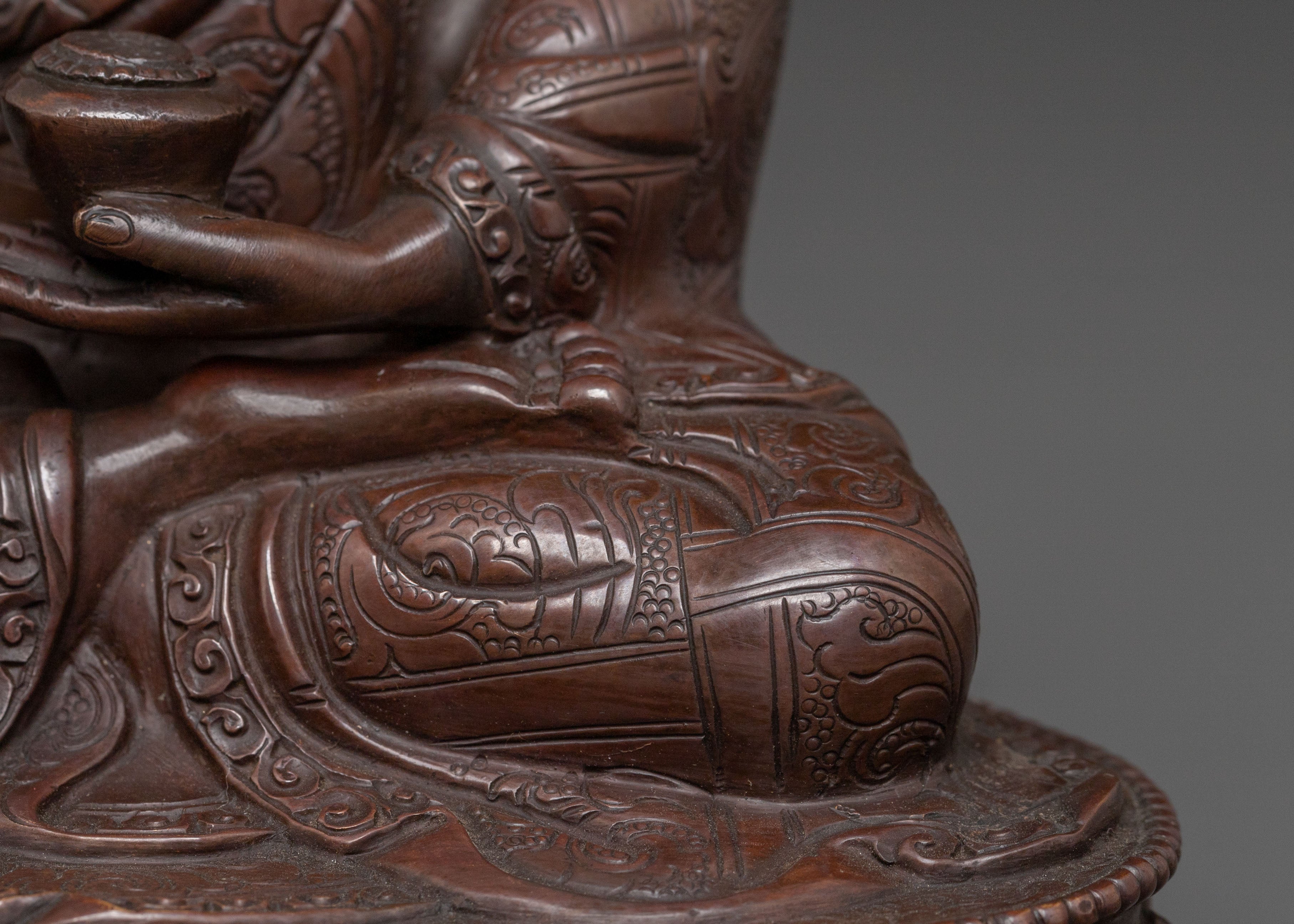 Shakyamuni Buddha: Serene Oxidized Copper Statue