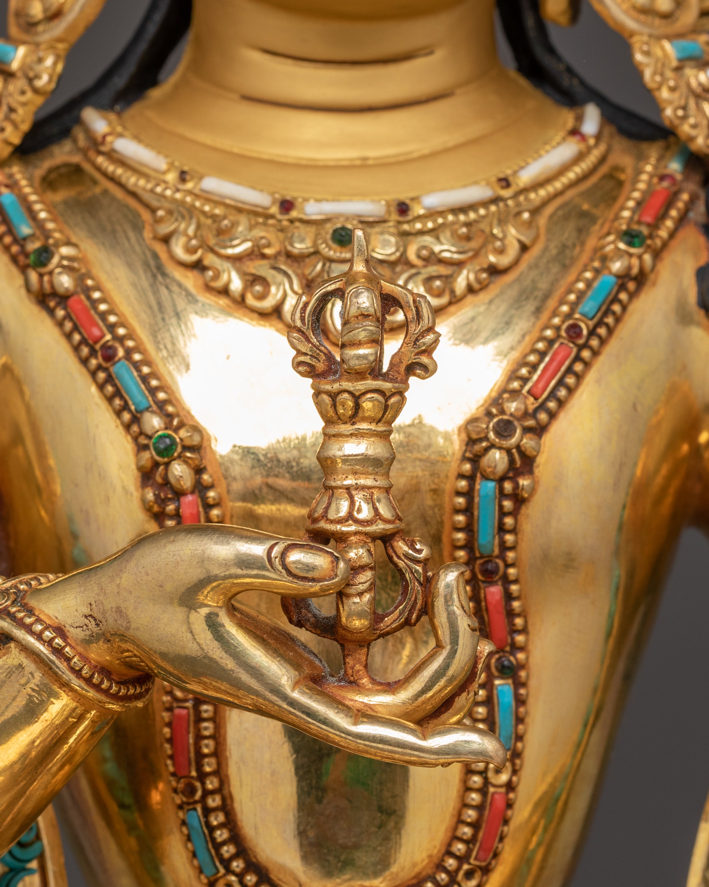 Golden Handmade Bodhisattva Set Statue | Sacred Buddhist Altar Display