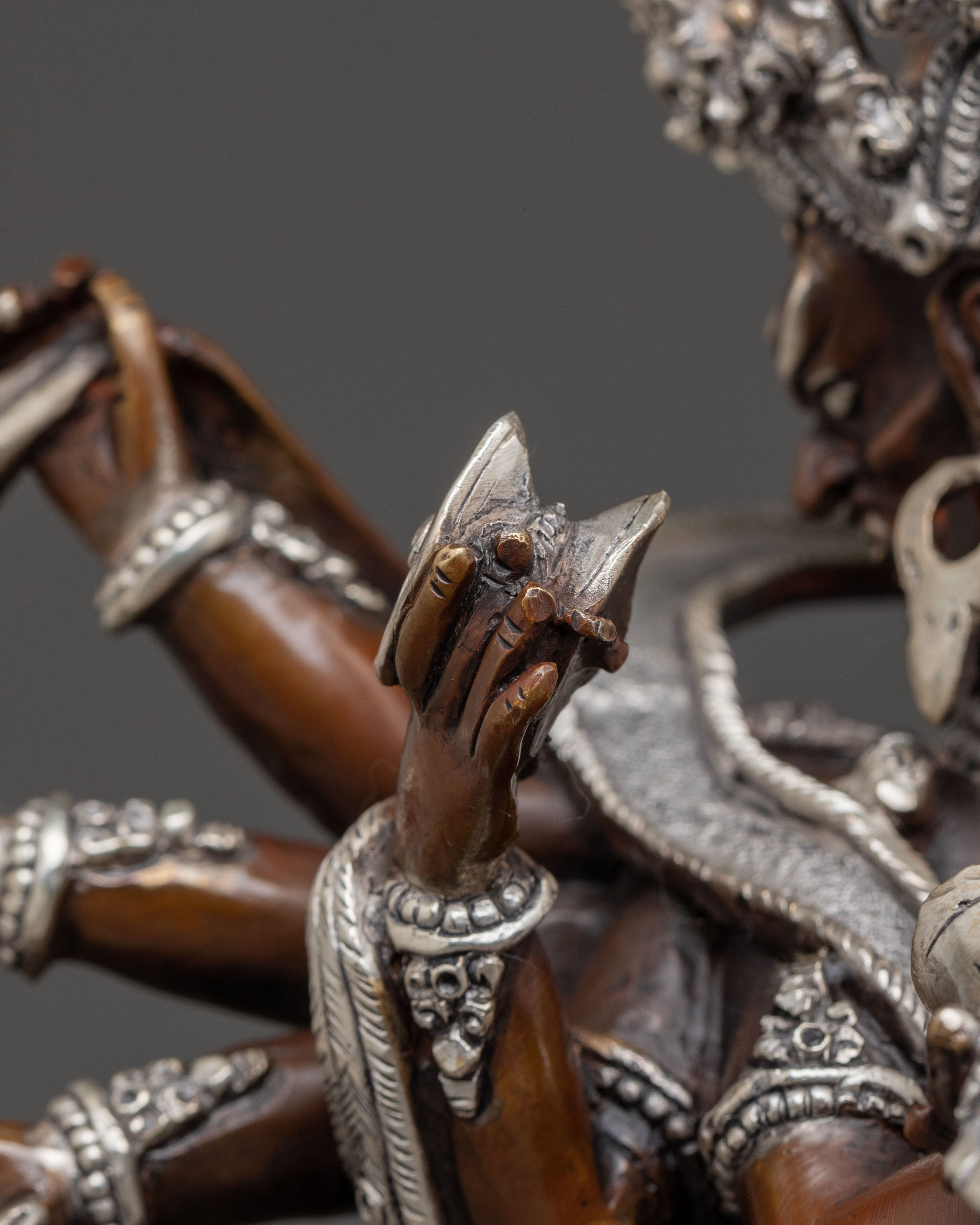 Chakrasambhara Spiritual Statue: Oxidized Tantric Deity