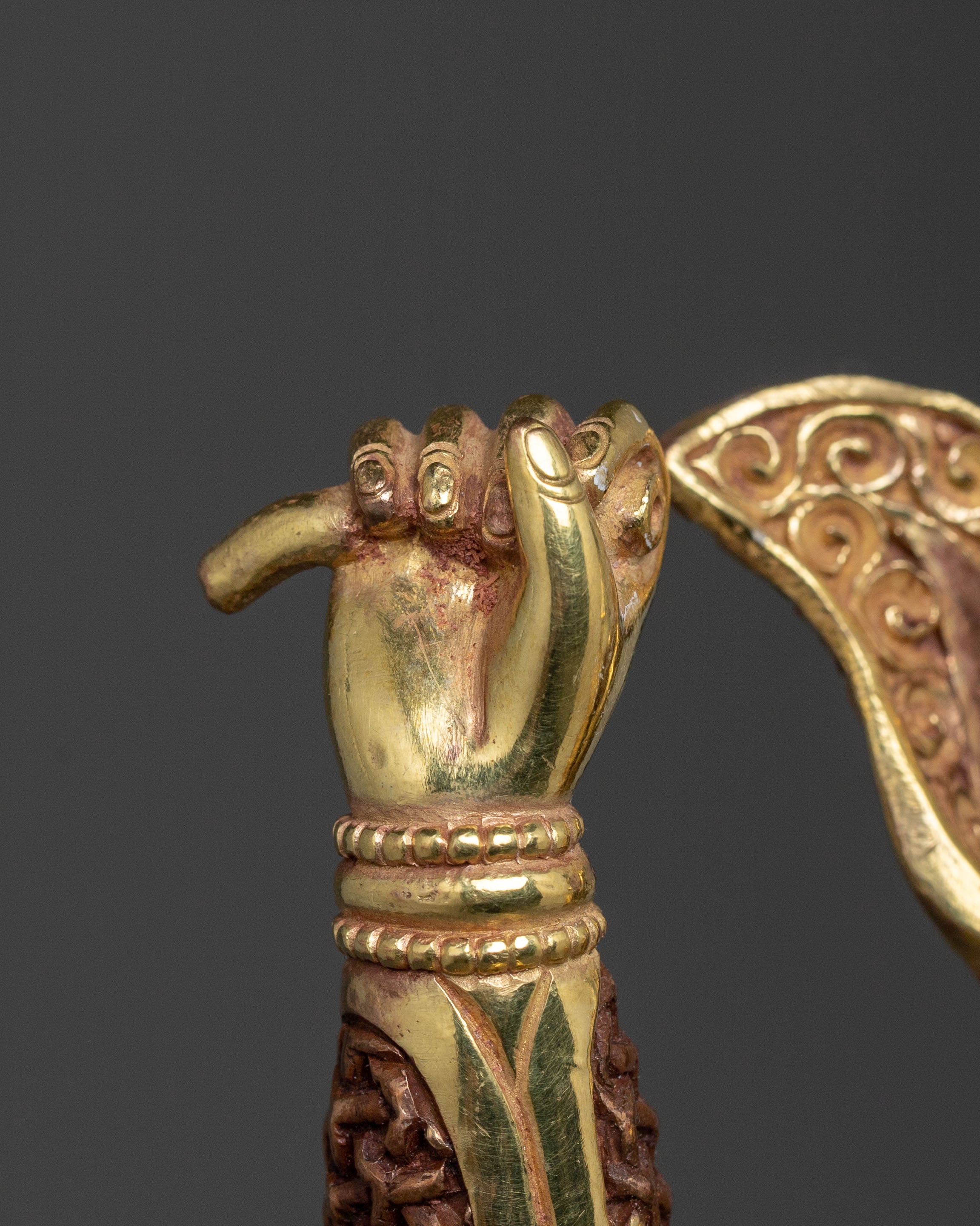 Buddhist Protector: King Gesar Oxidized Copper Statue
