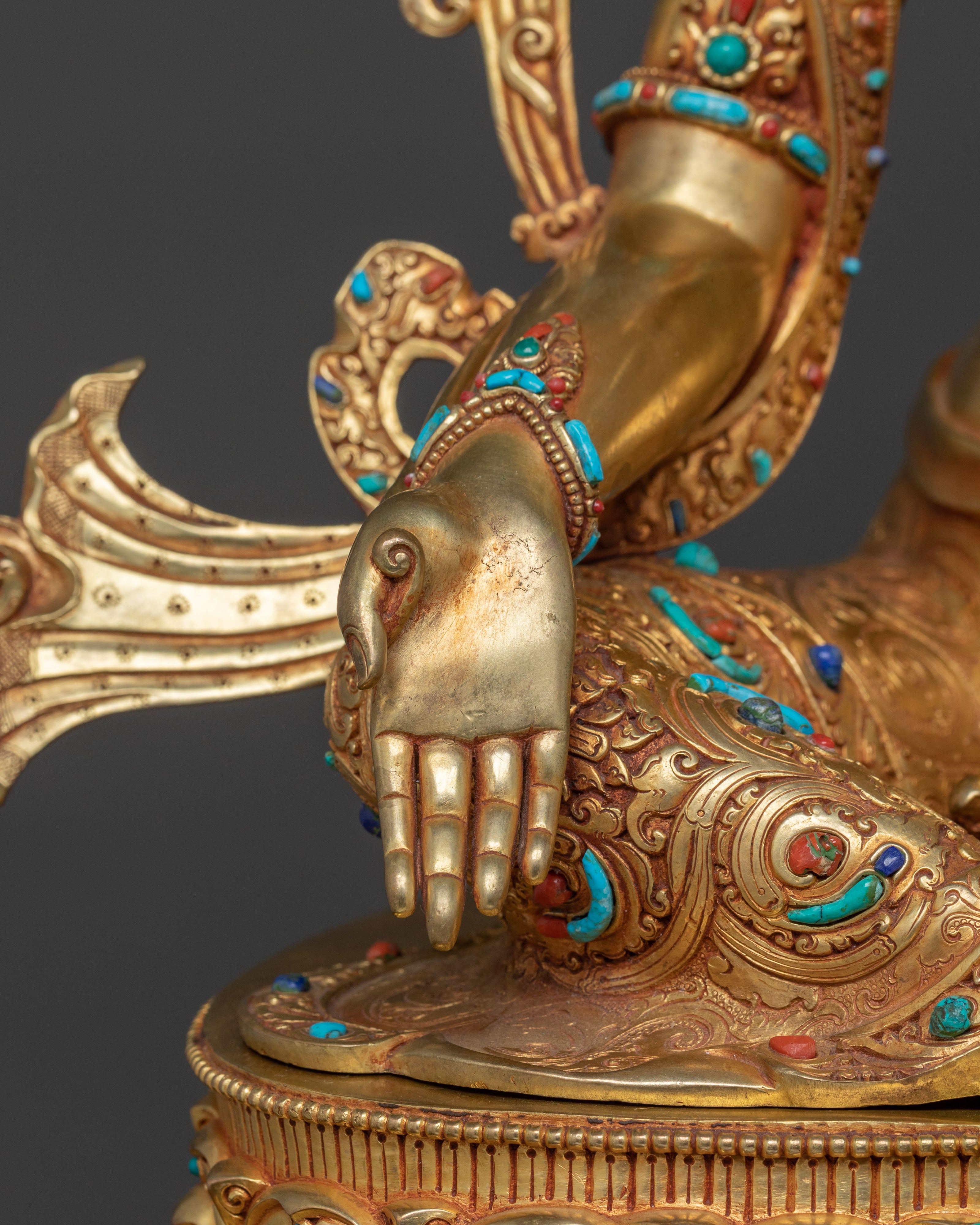 Sacred Green Tara Statue On Throne | Mother of All Buddhas