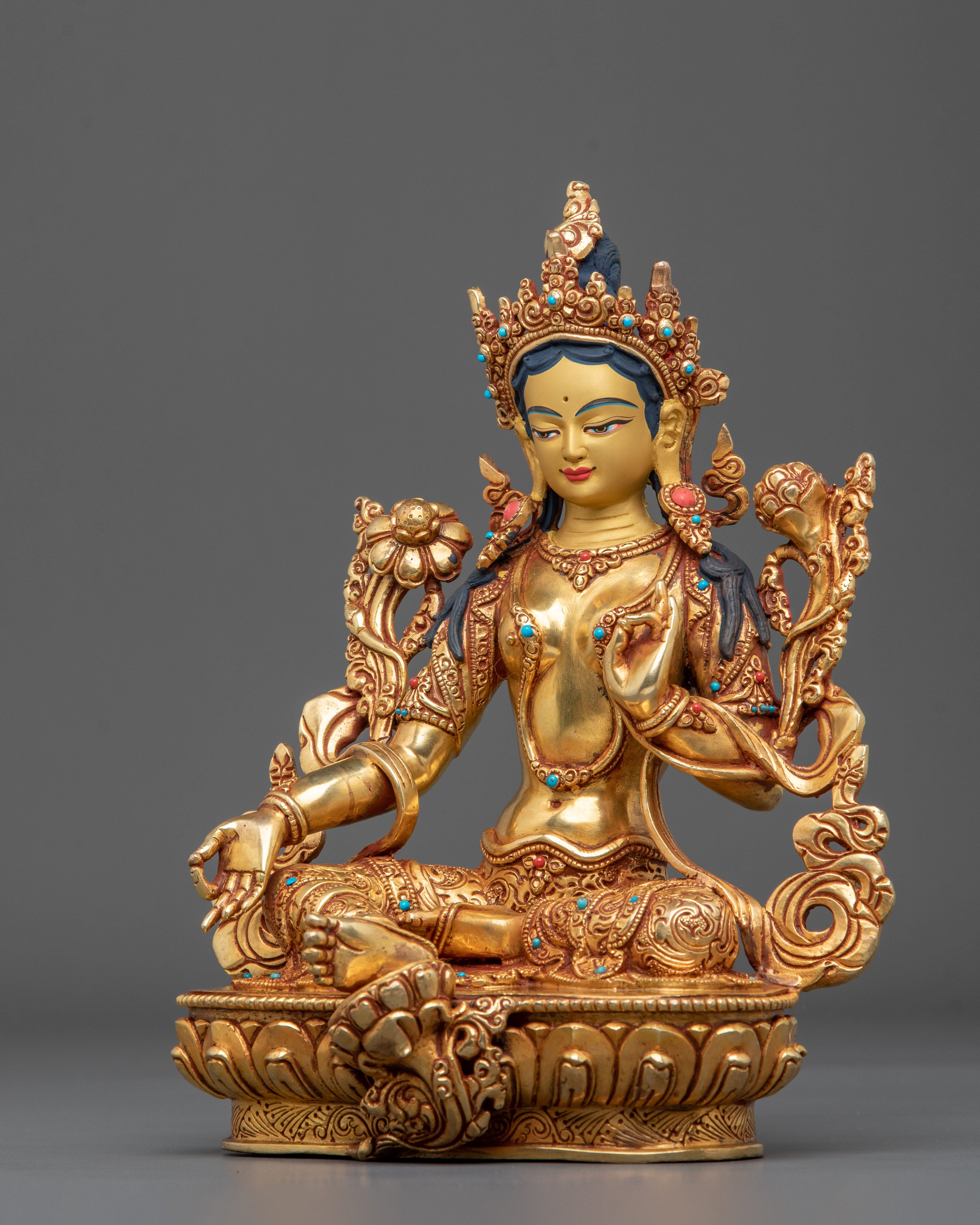 Green Tara Statue | Radiant Tibetan Goddess Figurine