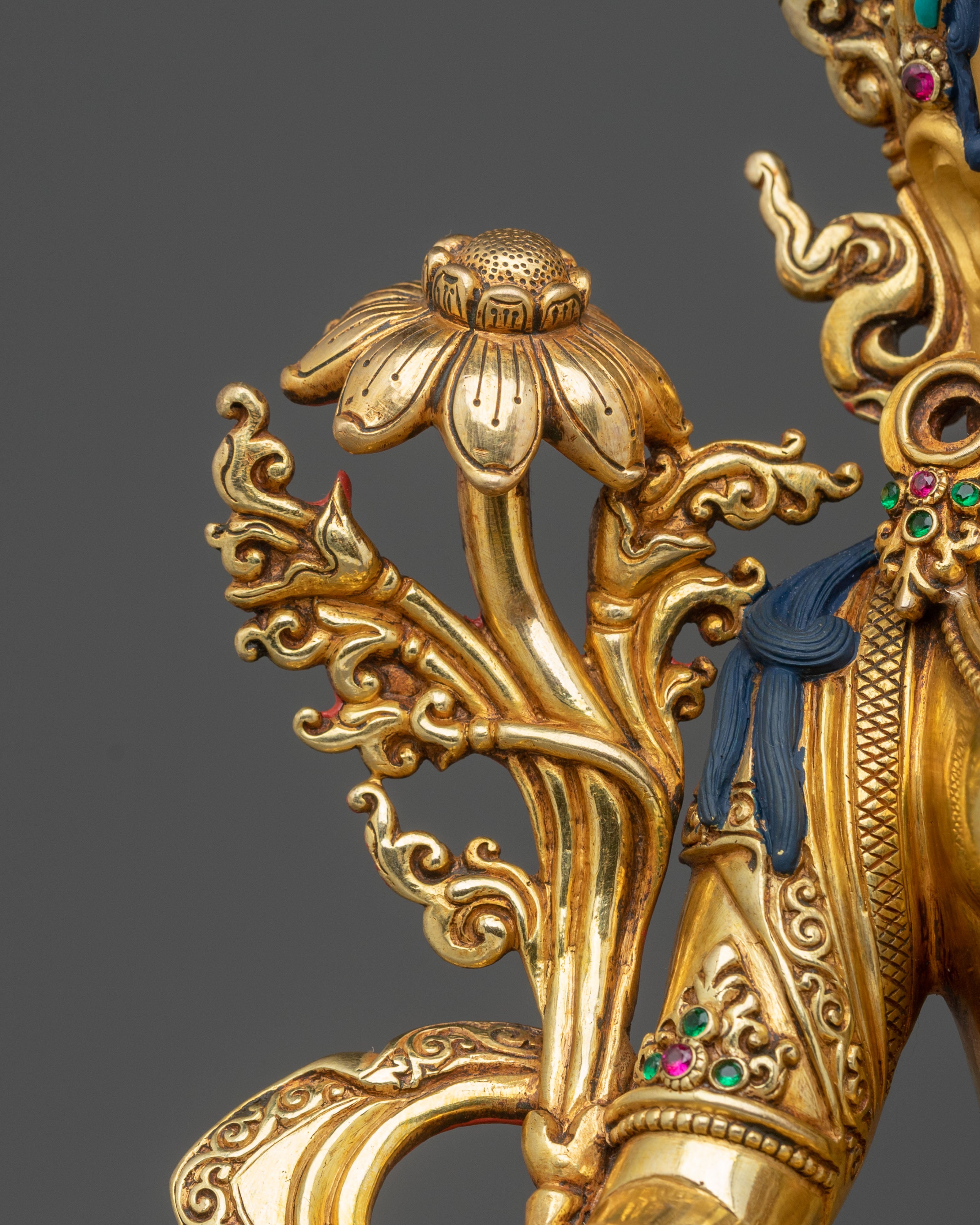 Green Tara 24K Gold Gilded Sculpture | Buddhist Protector