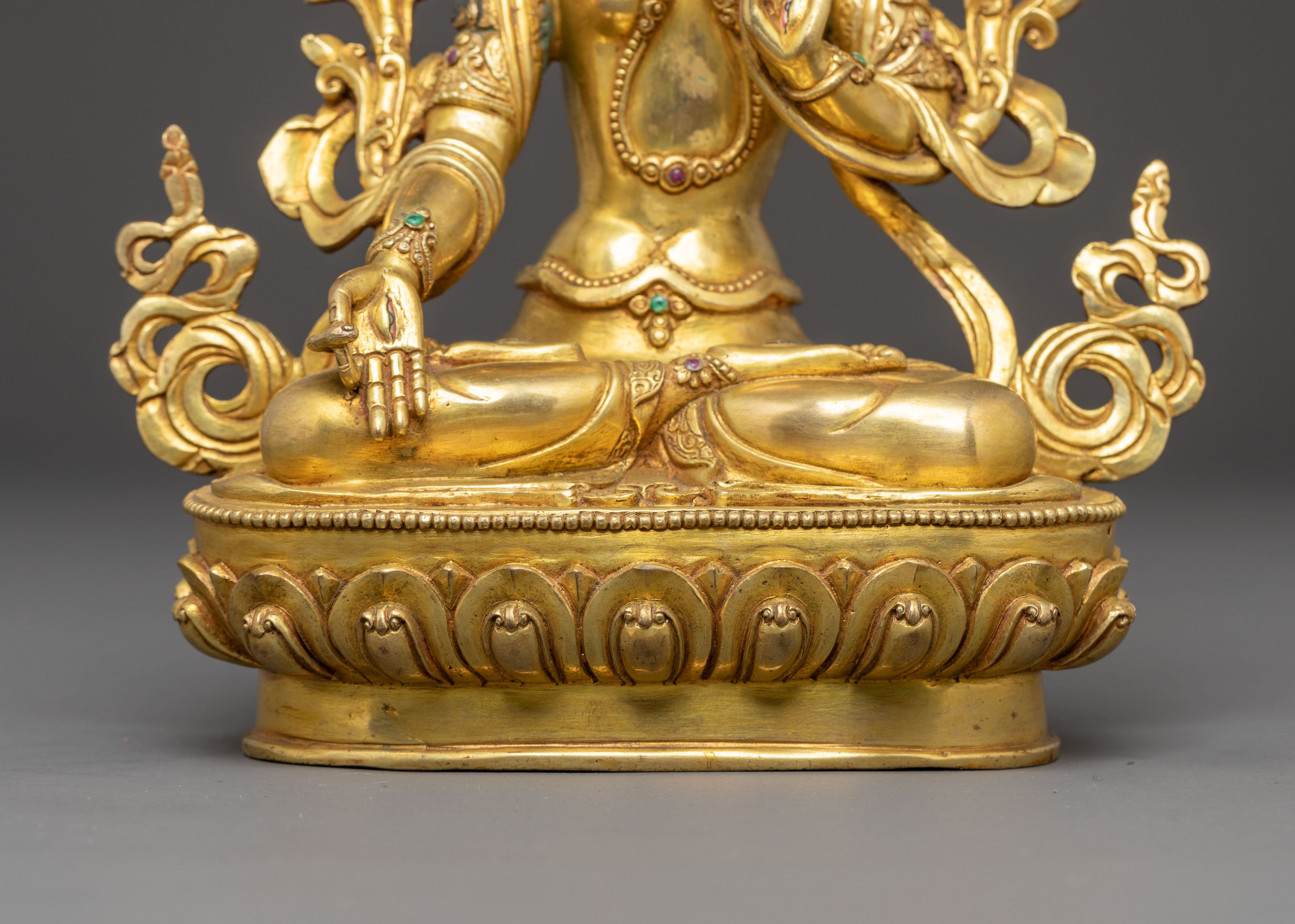 Handmade White Tara Copper Statue | Healing Deity Figurine