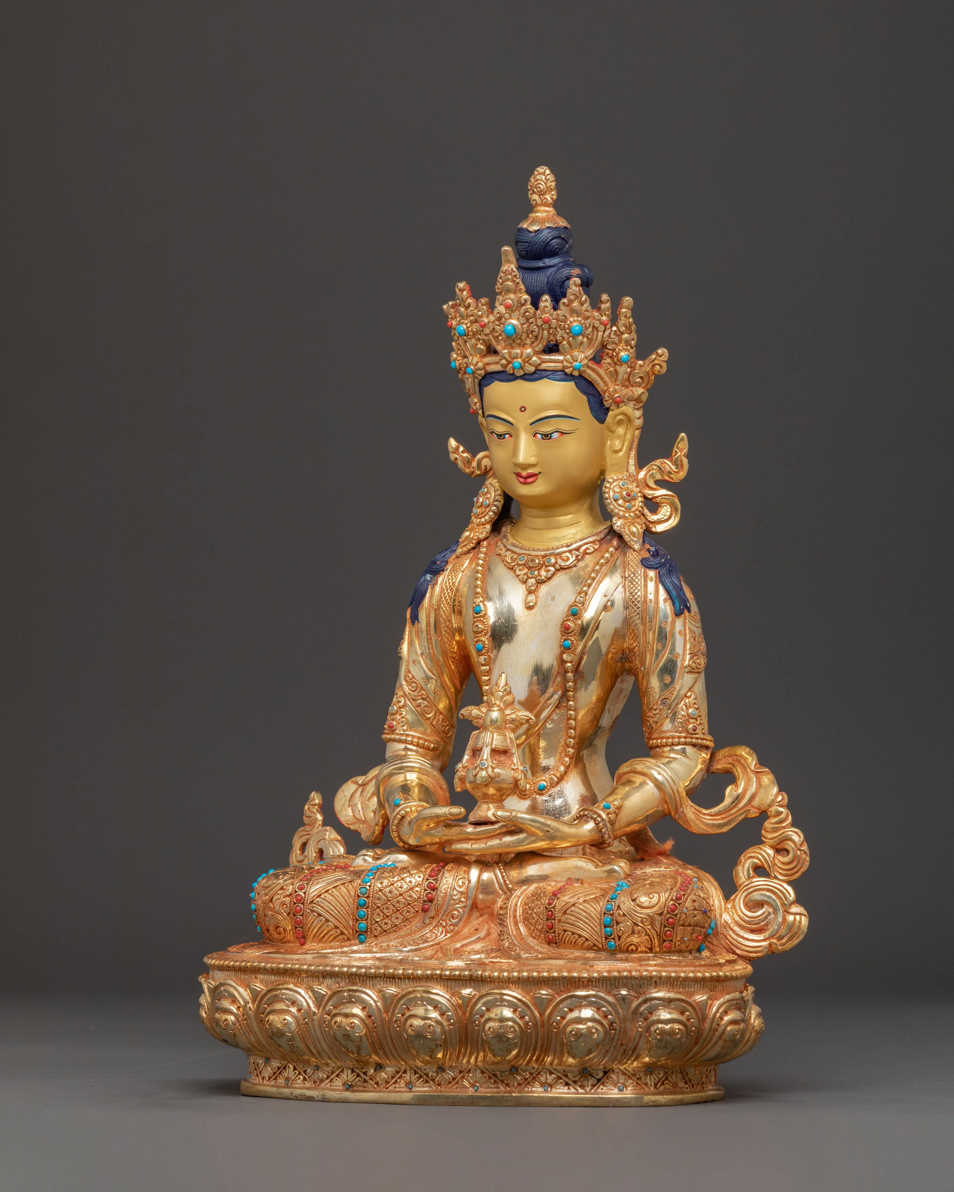 Longevity Amitayus 24K Gold Gilded Statue - A Sacred Art